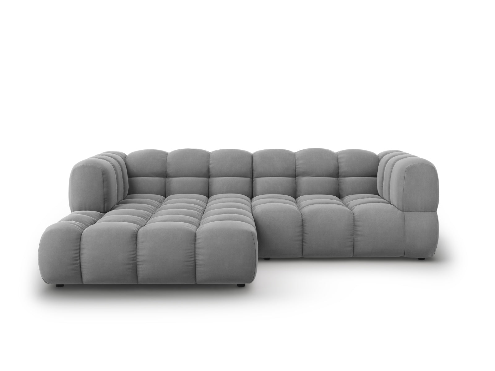 Sky Velour modulares Ecksofa links 3 Sitzer 162cm in Light Grey-Casino präsentiert im Onlineshop von KAQTU Design AG. L-Sofa links ist von Cosmopolitan Design