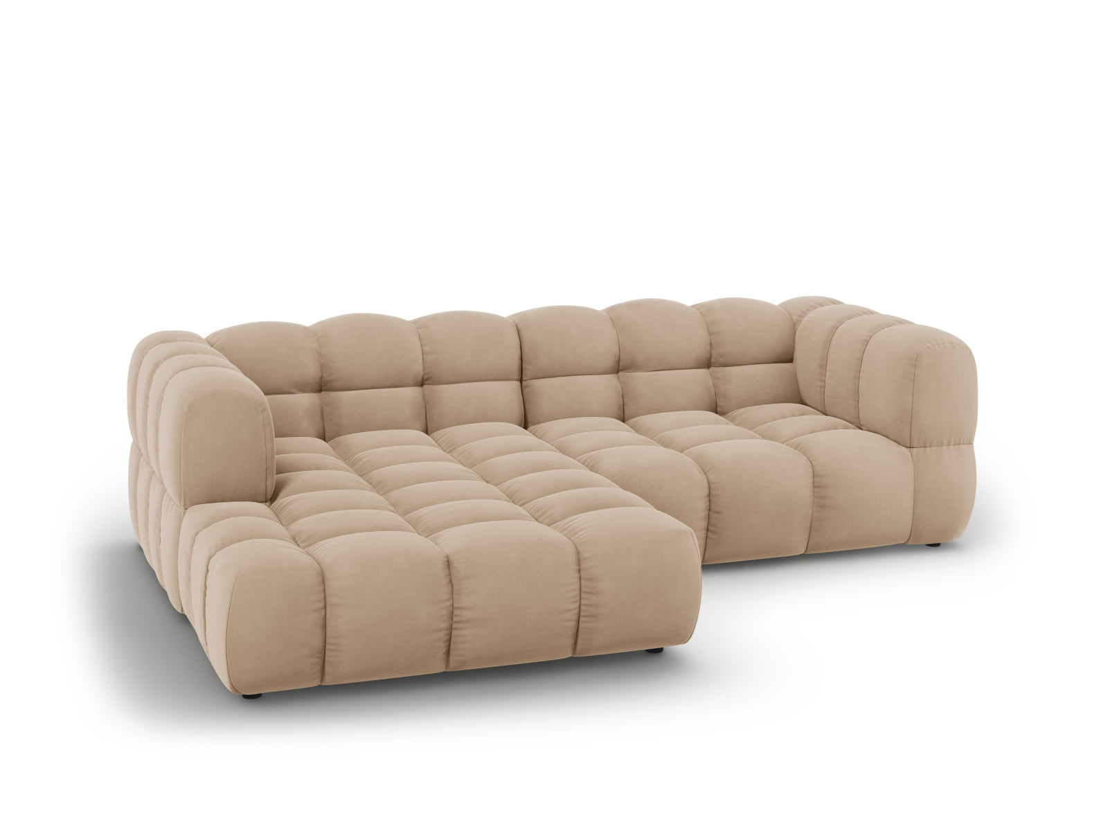 Modulares 3-Sitzer Ecksofa in Sky Velour, links, 162 cm, in Sand-Casino, perfekt für moderne Wohnkonzepte von Cosmopolitan Design.