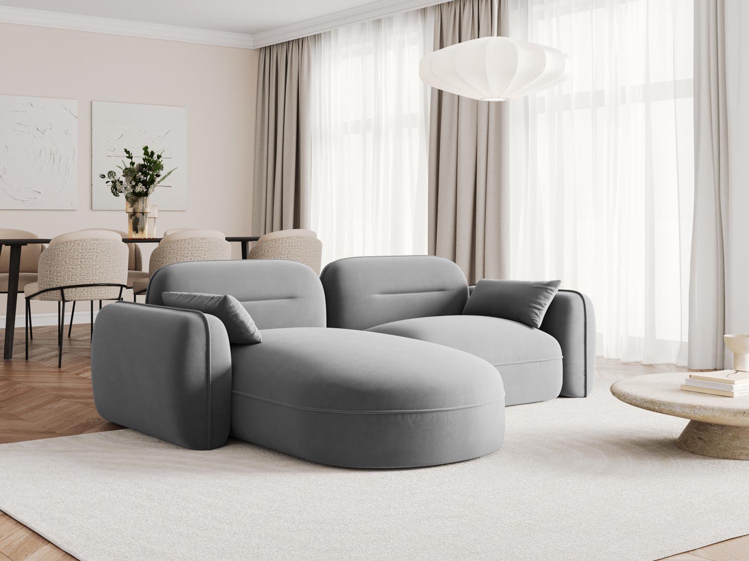 Entdecken Sie das Sydney Velour Ecksofa links von Cosmopolitan Design – stilvolles, modulares 3-Sitzer Sofa für individuellen Komfort und moderne Eleganz.