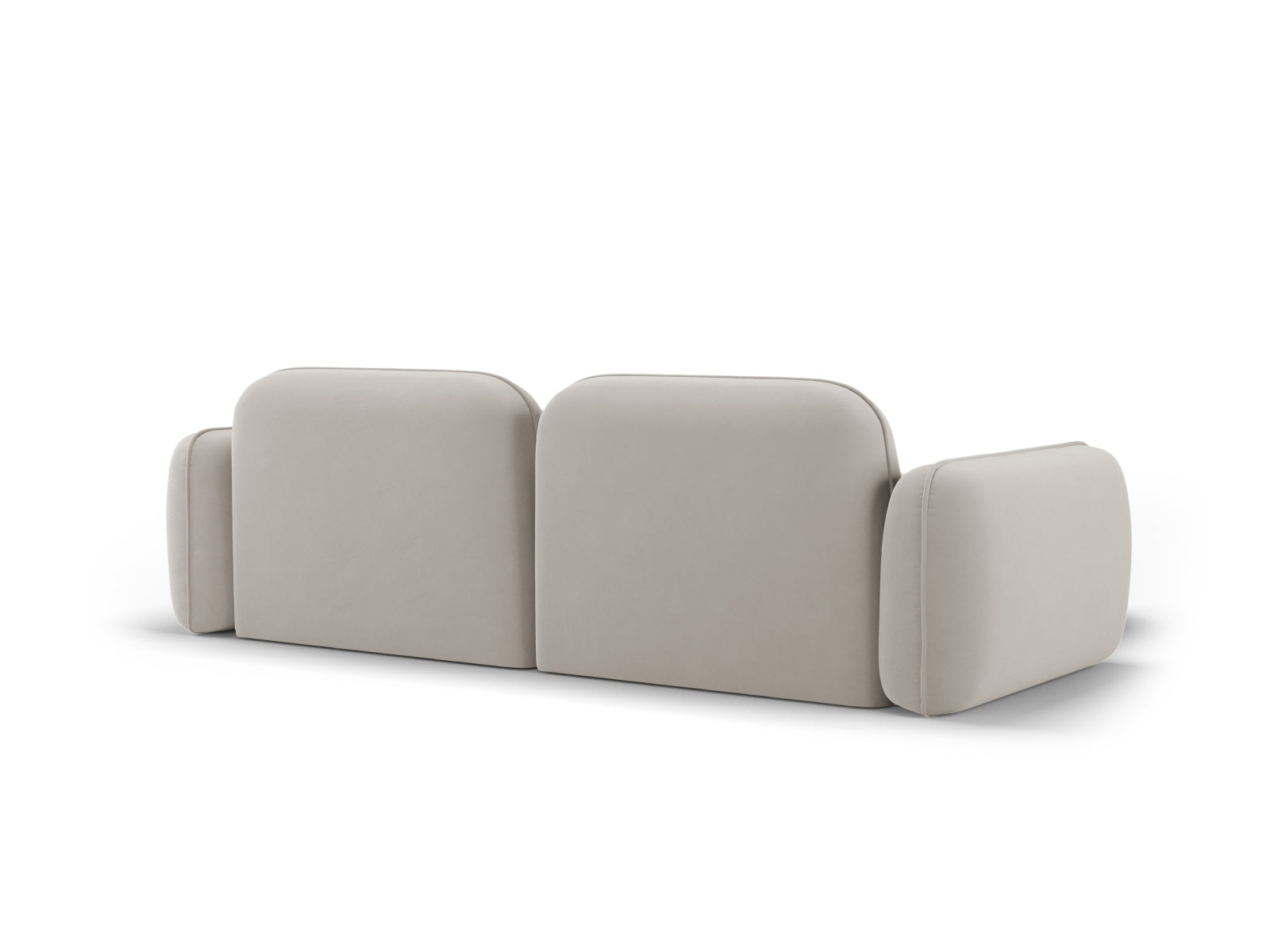 Elegantes Sydney Velour Ecksofa in sanftem Beige, perfekt für stilvolle Wohnräume. Bietet großzügigen Platz und hohen Sitzkomfort.