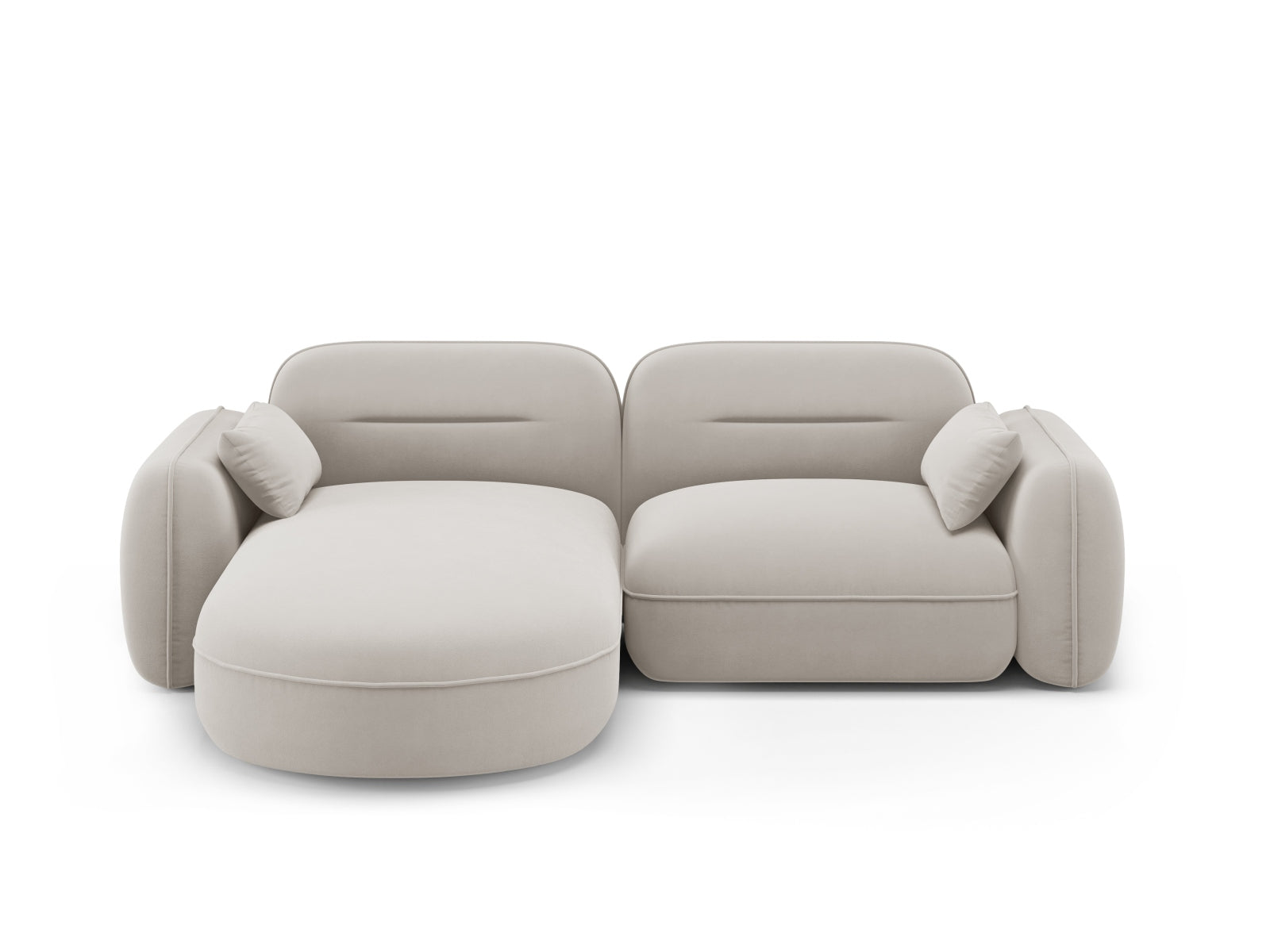 Sydney Velour Modular Ecksofa links 3 Sitzer in Light Beige-Casino präsentiert im Onlineshop von KAQTU Design AG. L-Sofa links ist von Cosmopolitan Design