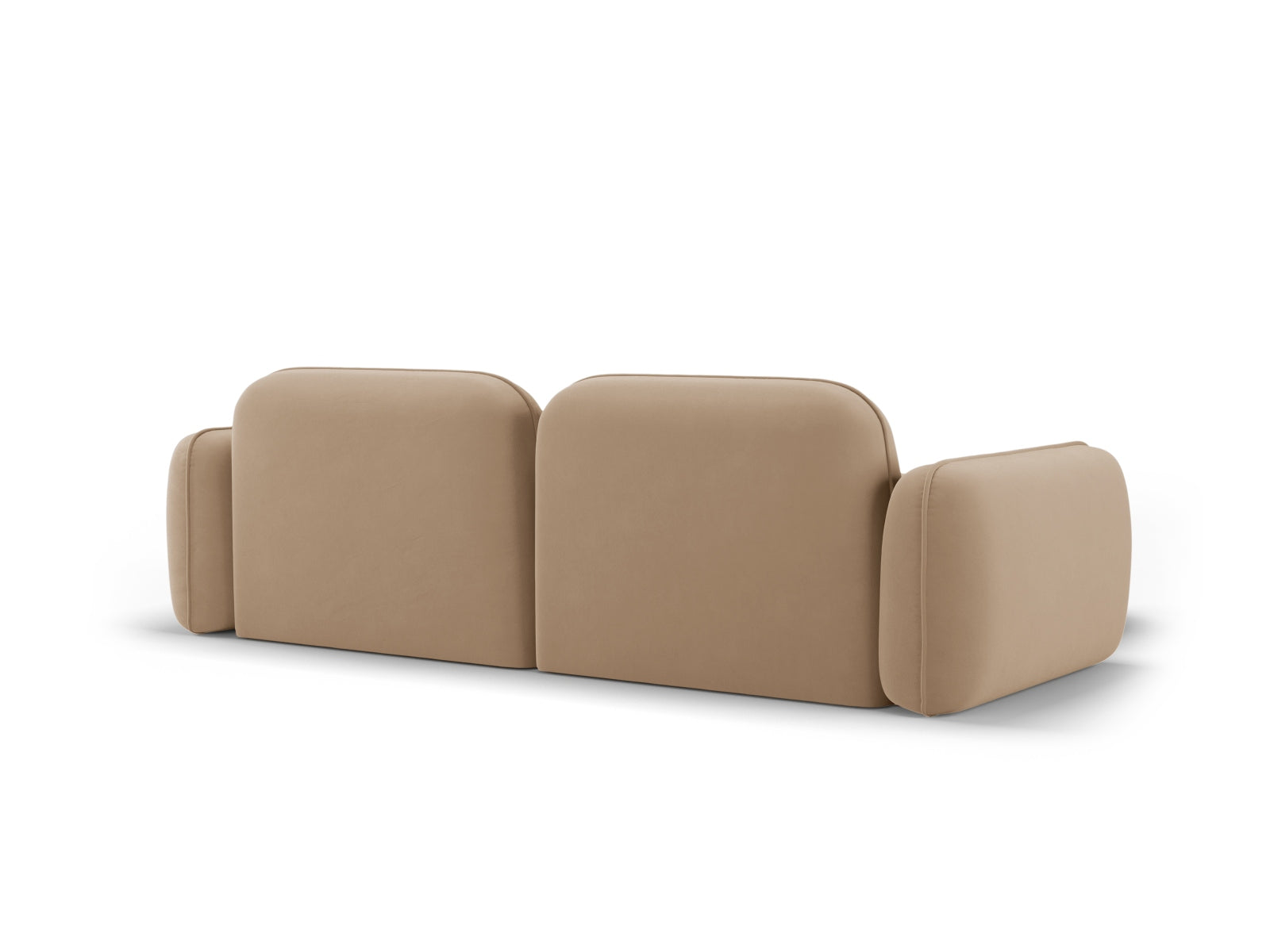 Elegantes Sydney Velour Ecksofa in Sand-Casino, linksseitig, vereint Funktionalität und zeitgemäße Ästhetik für Ihr Zuhause.