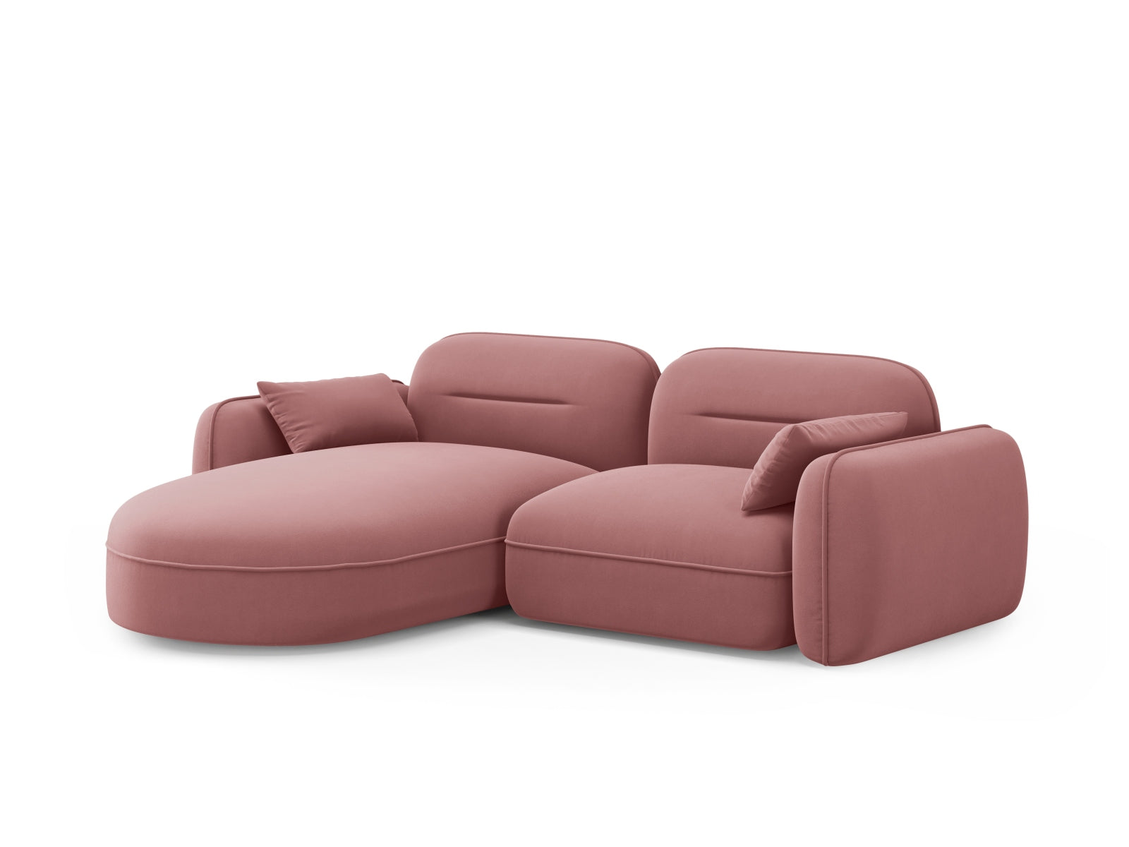 Modulares Sydney Velour Ecksofa links, 3-Sitzer, mit luxuriösem Stoff und zeitgemäßem Stil, perfekt für gemütliche und moderne Wohnumgebungen.
