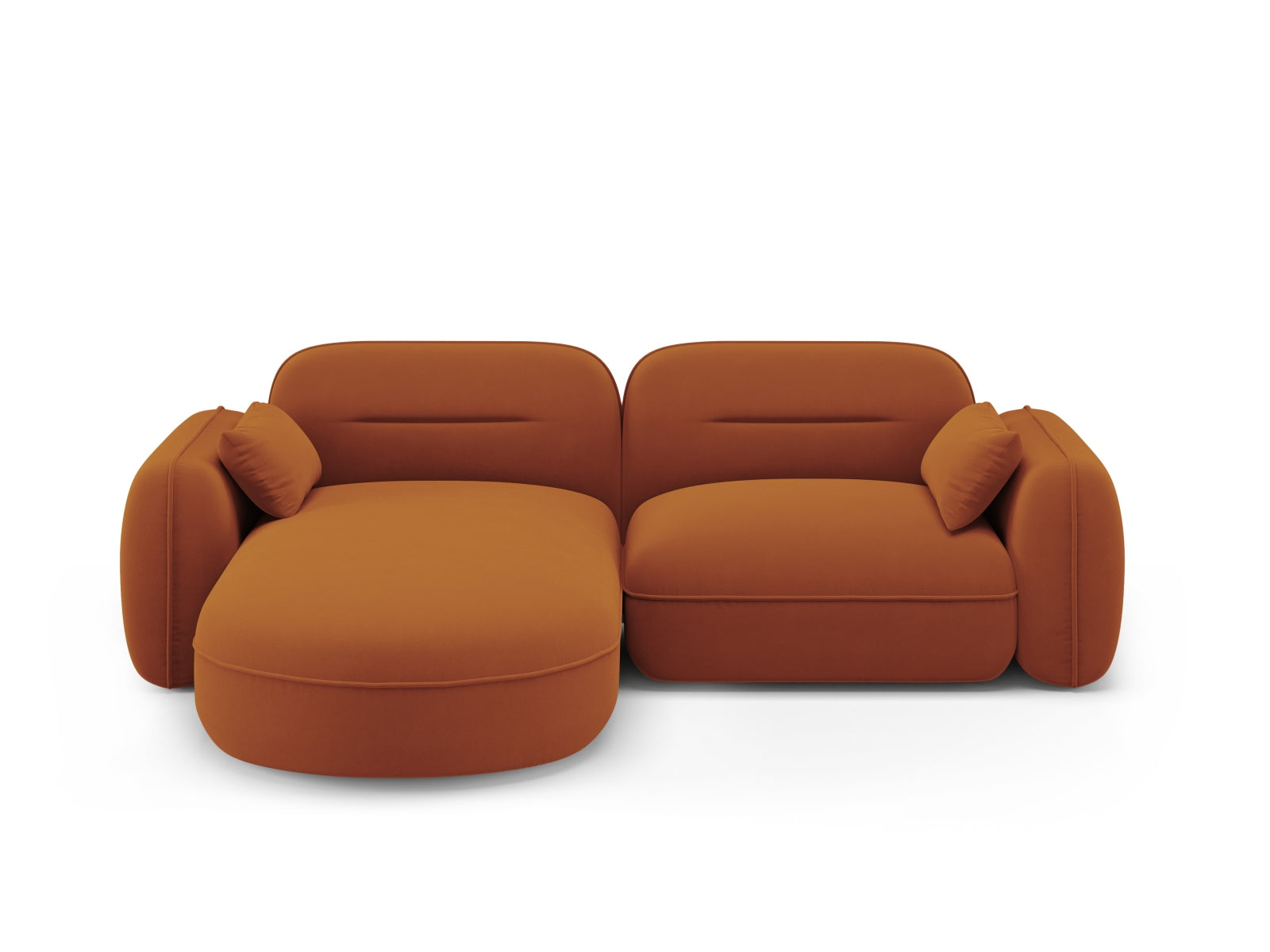 Sydney Velour Modular Ecksofa links 3 Sitzer in Terracotta-Casino präsentiert im Onlineshop von KAQTU Design AG. L-Sofa links ist von Cosmopolitan Design