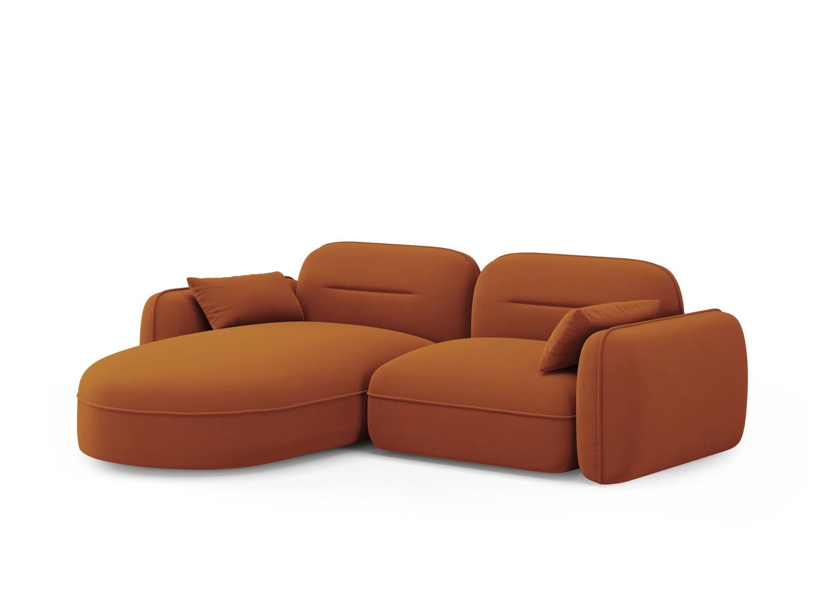 Modulares Ecksofa Sydney in warmem Terracotta, bietet stilvollen Komfort und Flexibilität für jedes Wohnzimmer.