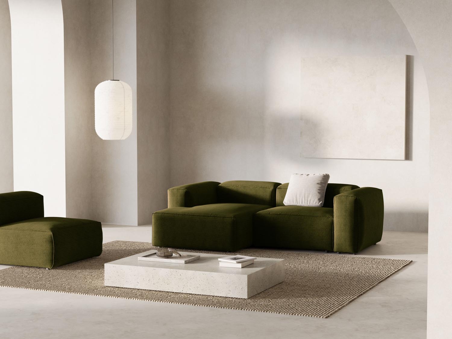 Bergamo Modulares Ecksofa links 2 Sitzer in Green-Perla präsentiert im Onlineshop von KAQTU Design AG. Ecksofa links ist von Cosmopolitan Design