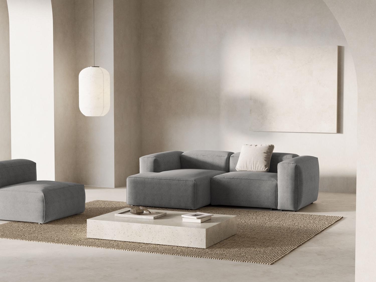 Bergamo Modulares Ecksofa links 2 Sitzer in Light Grey-Perla präsentiert im Onlineshop von KAQTU Design AG. Ecksofa links ist von Cosmopolitan Design
