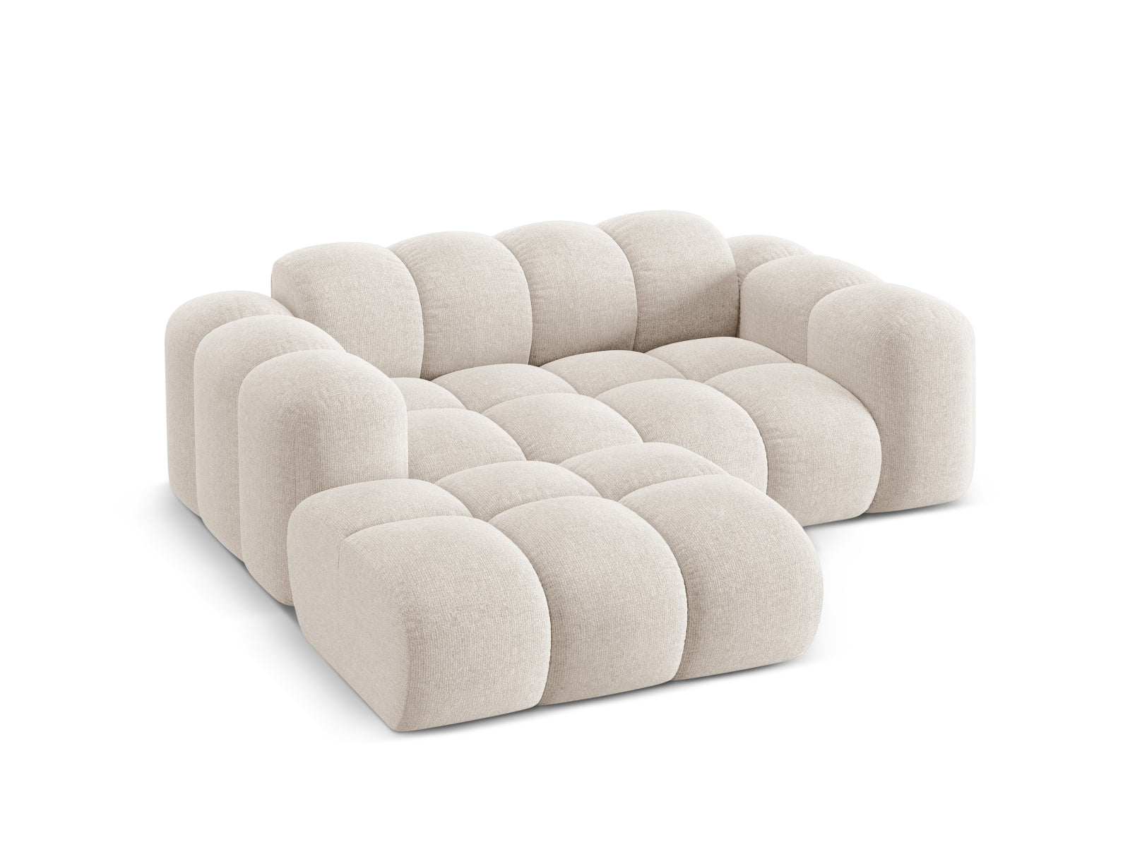 Modernes 2-Sitzer Ecksofa Treno in neutralem Beige, ideal für gemütliche Wohnräume, erhältlich bei Cosmopolitan Design.