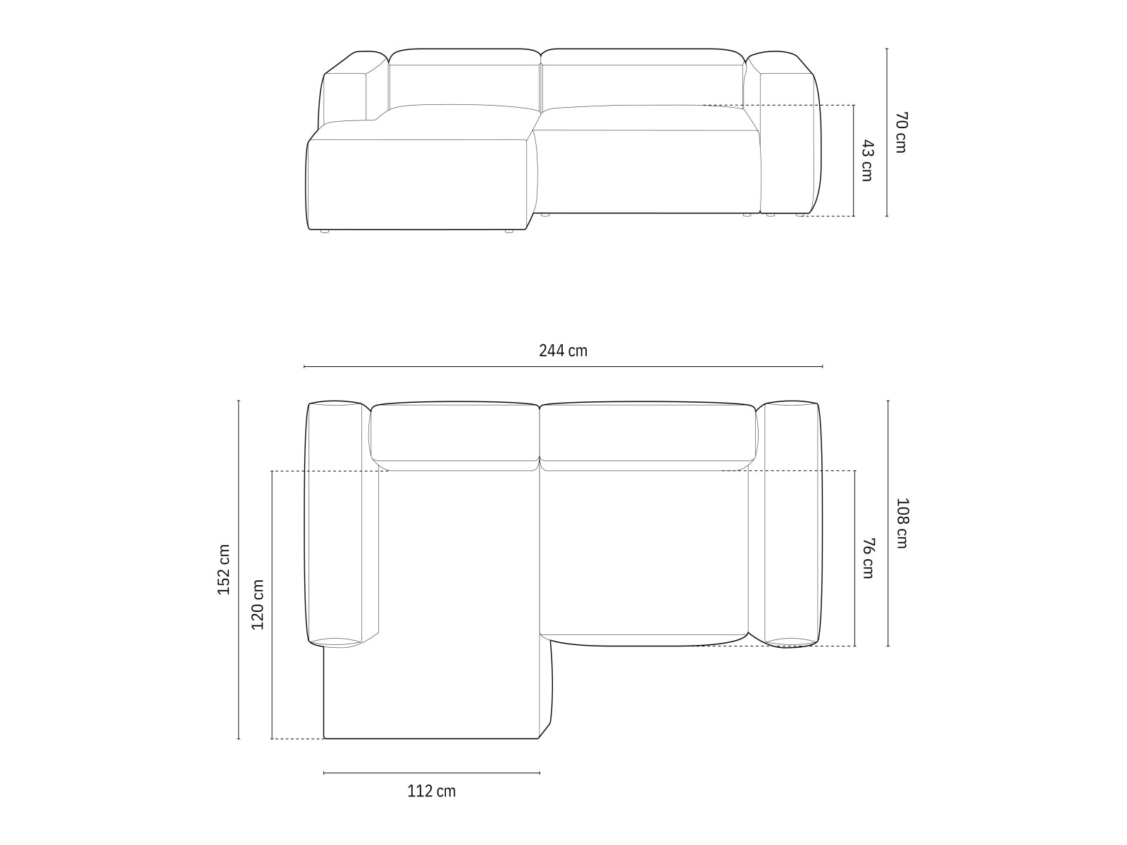 Bergamo Modulares Ecksofa links 2 Sitzer in Brick-Liberty präsentiert im Onlineshop von KAQTU Design AG. Ecksofa links ist von Cosmopolitan Design