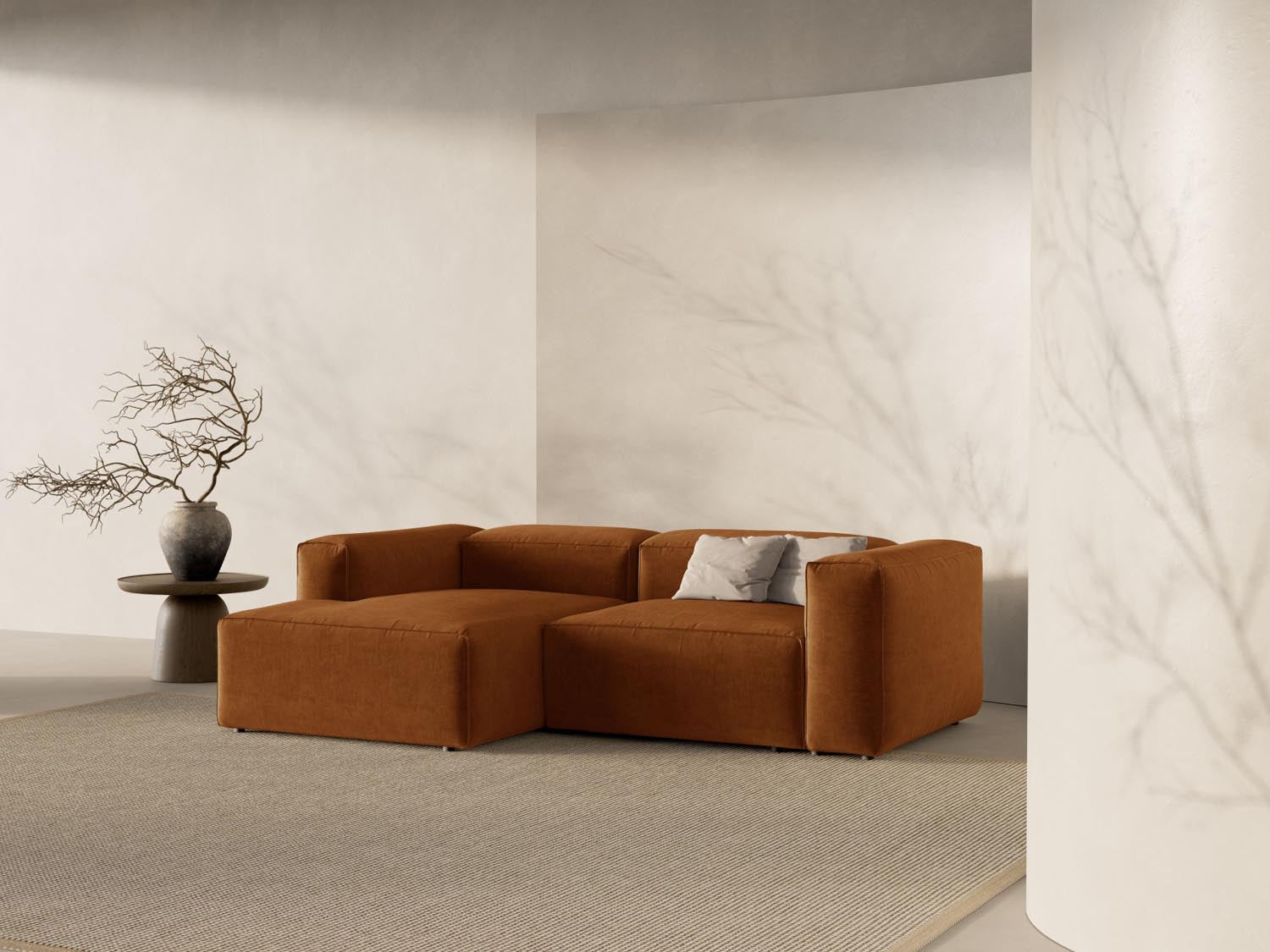Bergamo Modulares Ecksofa links 2 Sitzer in Brick-Liberty präsentiert im Onlineshop von KAQTU Design AG. Ecksofa links ist von Cosmopolitan Design