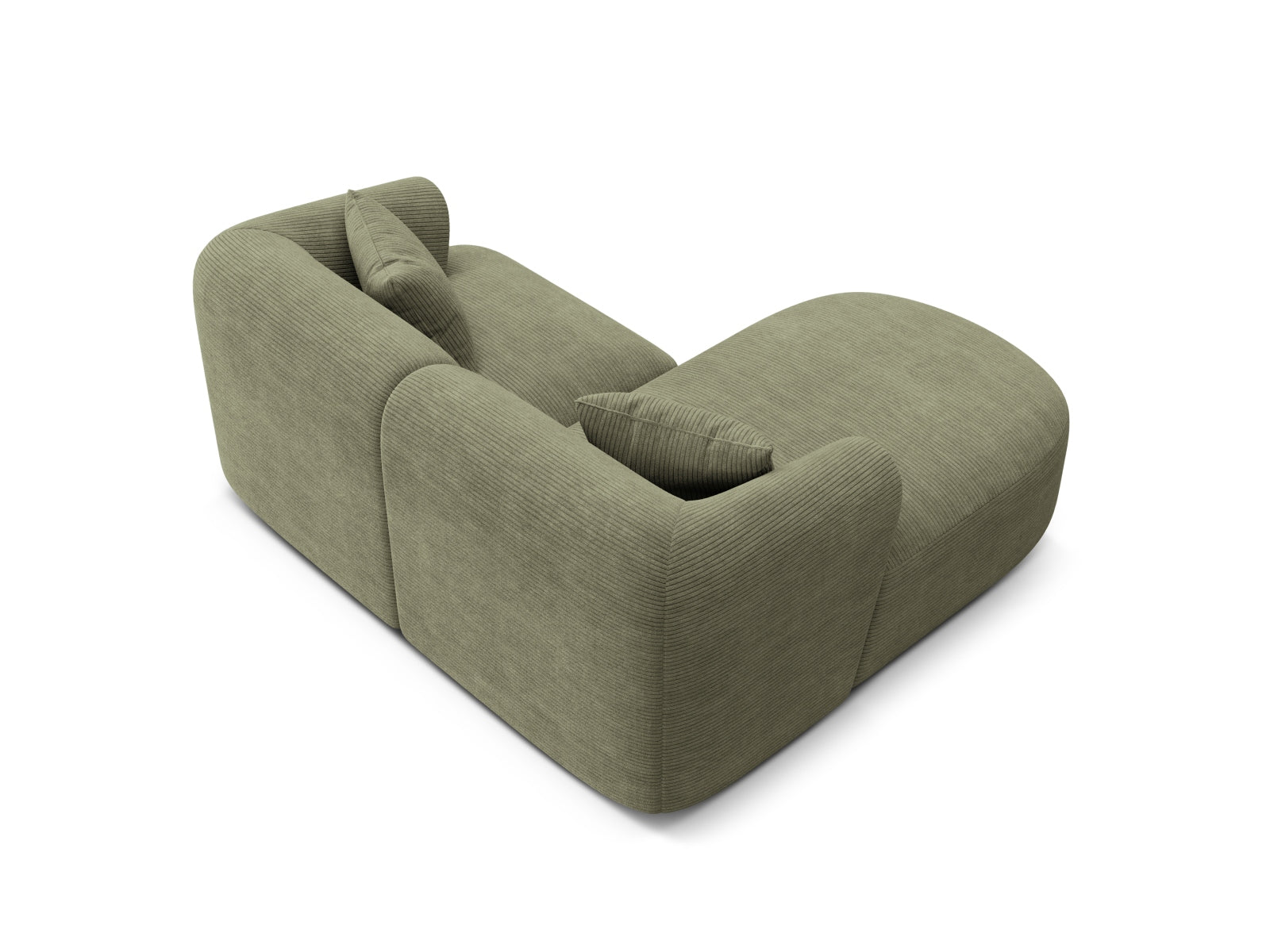 Modulares 3-Sitzer Ecksofa Campi in modernem Moss Green, perfekt für gemütliche Wohnzimmer und entspannende Momente.