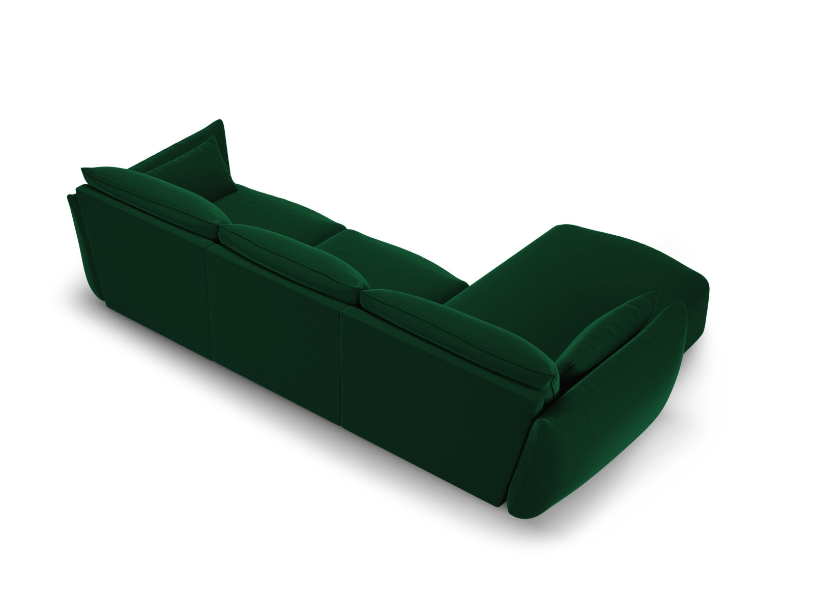 Modernes 5-Sitzer Ecksofa links Matera in luxuriösem Bottle Green, perfekt für gemütliche Abende und stilvolle Einrichtung von Cosmopolitan Design.