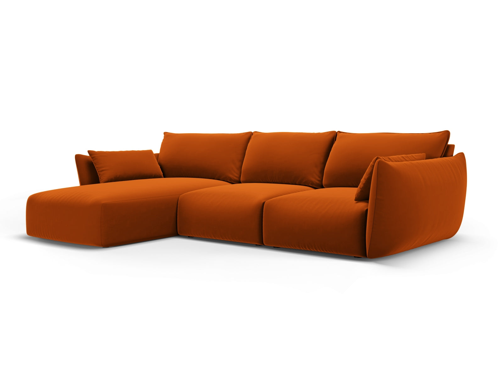 Modernes 5-Sitzer Ecksofa links Matera in sanftem Terracotta, perfekt für gemütliche und stilvolle Wohnambiente.