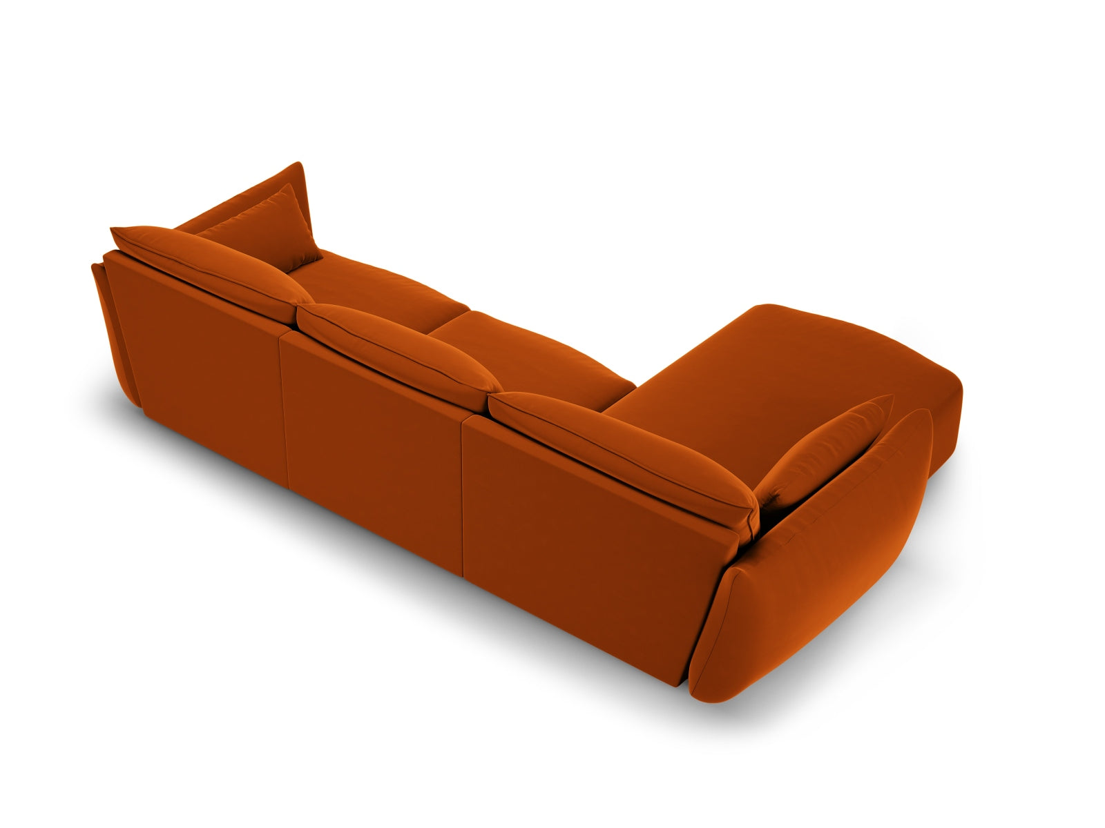 Elegantes 5-Sitzer Ecksofa links Matera in warmem Terracotta, ideal für einladende und geschmackvolle Wohnräume.
