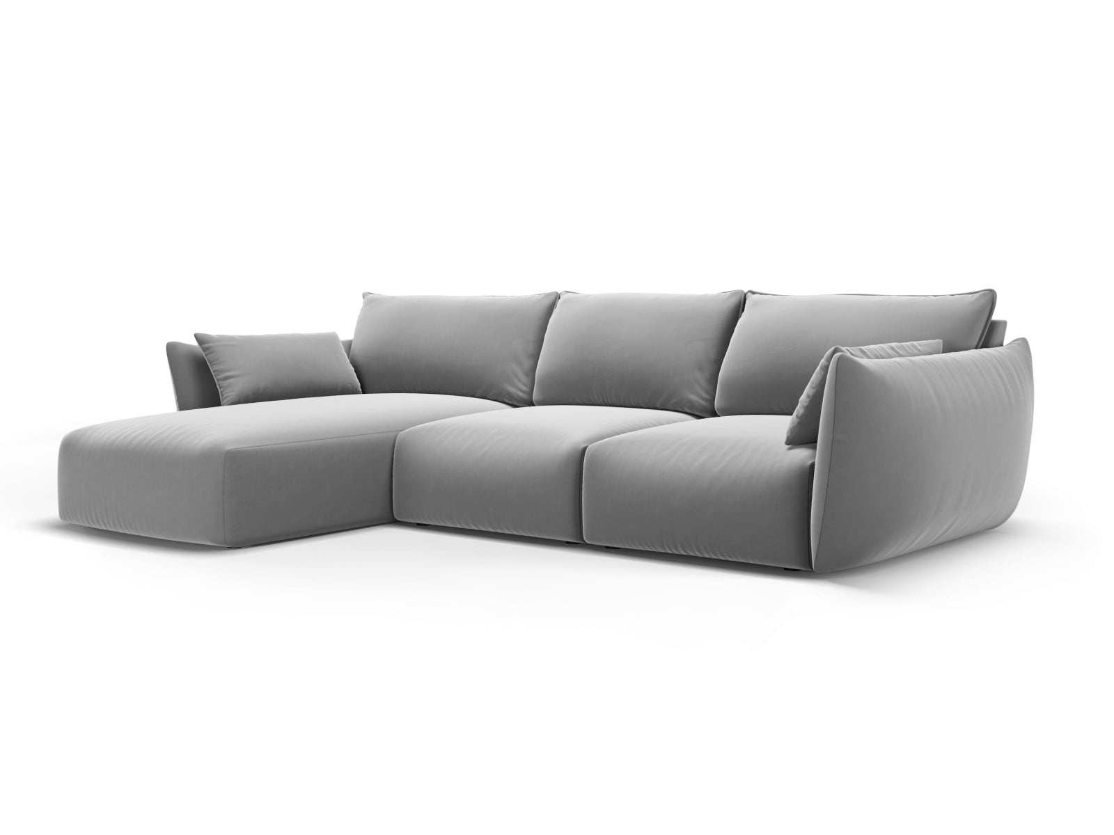 Stylisches 5-Sitzer Ecksofa links Matera in elegantem Grau, ideal für moderne Wohnräume, von Cosmopolitan Design.