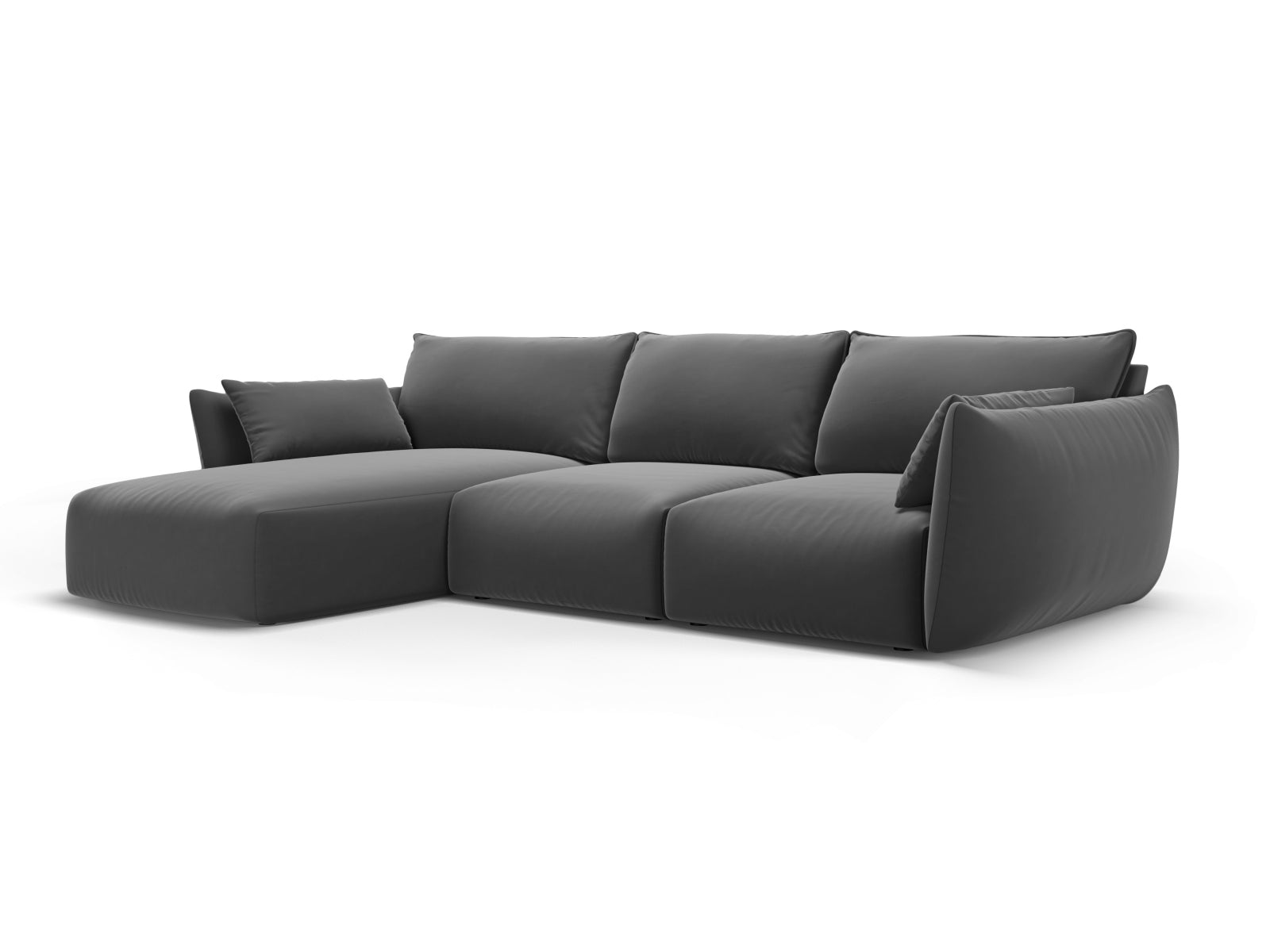 Stylisches 5-Sitzer Ecksofa links Matera in Dunkelgrau, ideal für moderne Wohnräume, von Cosmopolitan Design.
