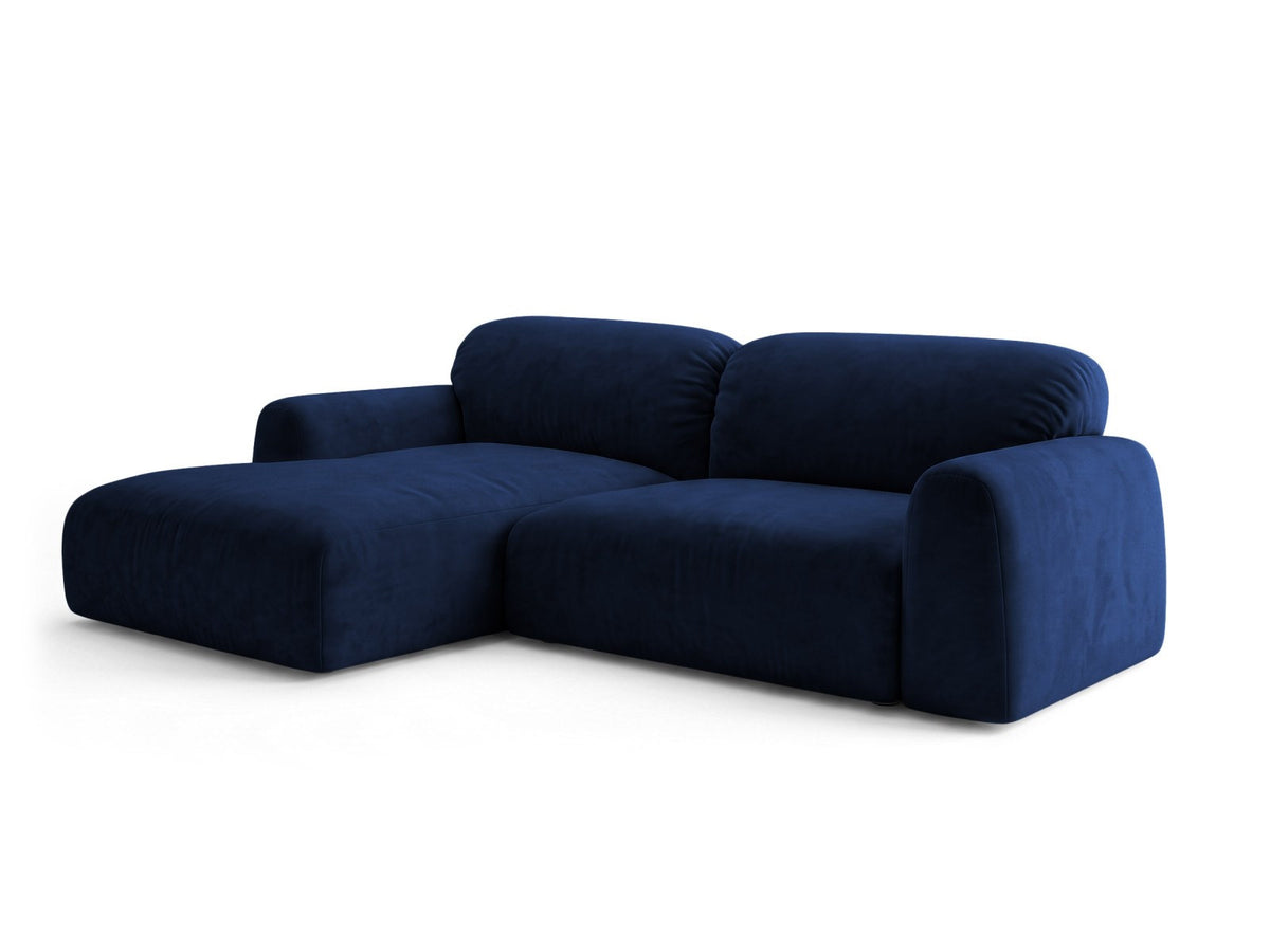 Ecksofa links Milan von Cosmopolitan Design mit Récamière, Bluvel-Stoff und schwarzen Beinen