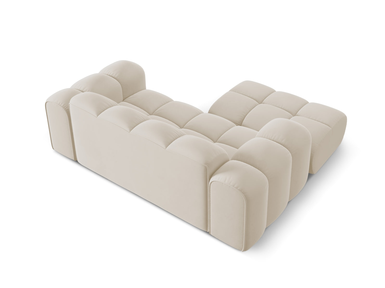Elegantes 2-Sitzer Ecksofa Treno in dunkelbeige, perfekt für moderne Wohnzimmer und entspannte Stunden, erhältlich bei Cosmopolitan Design.