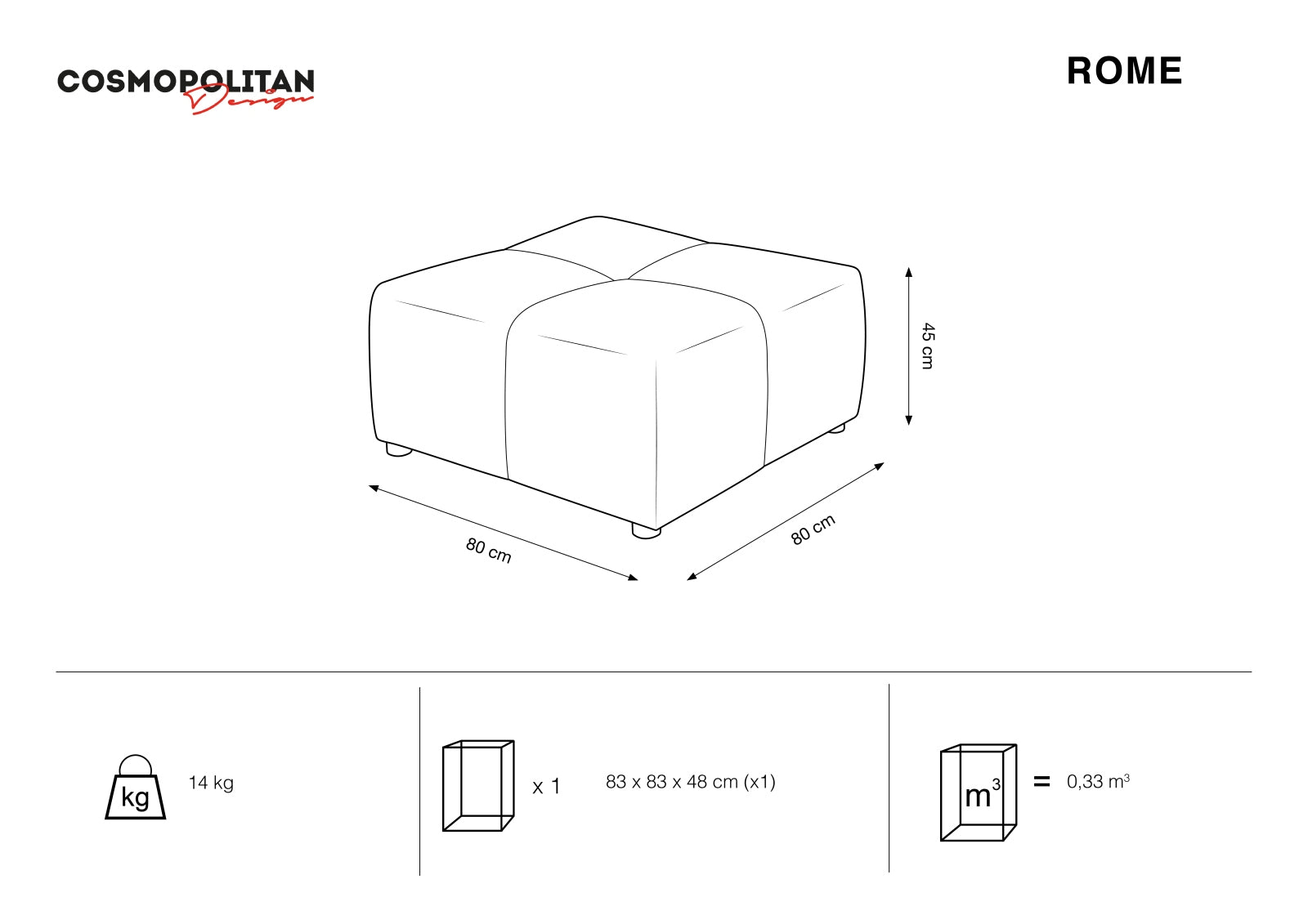 Rome Sitting Module 2x2 1 Sitzer in Yellow-Salvador präsentiert im Onlineshop von KAQTU Design AG. Modulares Sofa ist von Cosmopolitan Design