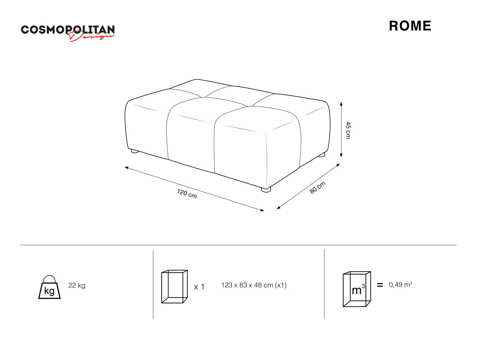 Rome Sitting Module 3x2 1 Sitzer in Beige-Babel präsentiert im Onlineshop von KAQTU Design AG. Modulares Sofa ist von Cosmopolitan Design