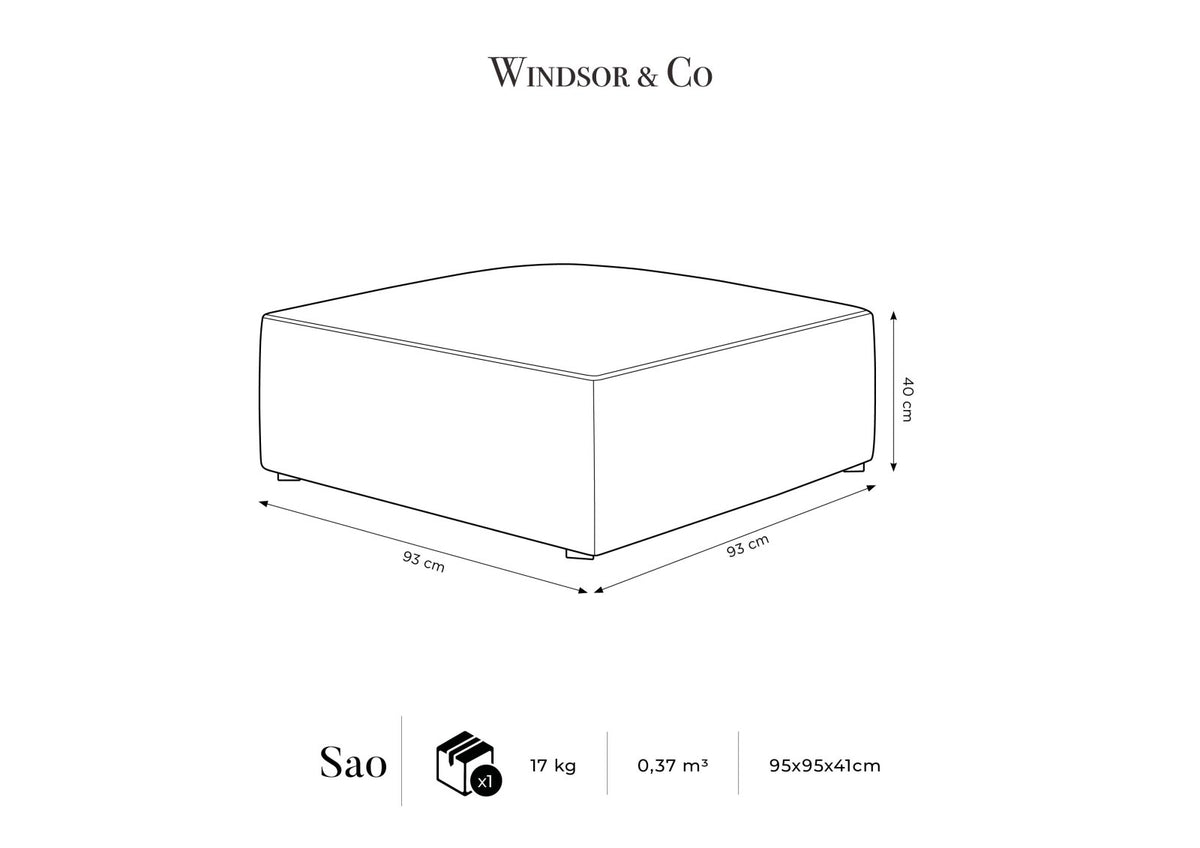 Runder Pouf mit hellblauem Cordstoff-Bezug, schwarzen Kunststoffbeinen und Massivholzrahmen, Modell Siena von Cosmopolitan Design.