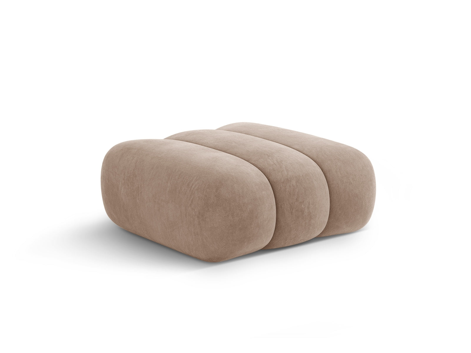 Stilvoller Koge Velour Pouf in sanftem Dunkelbeige, 95 cm Durchmesser, vielseitig einsetzbar als Sitz oder Fußstütze in modernen Interiors.