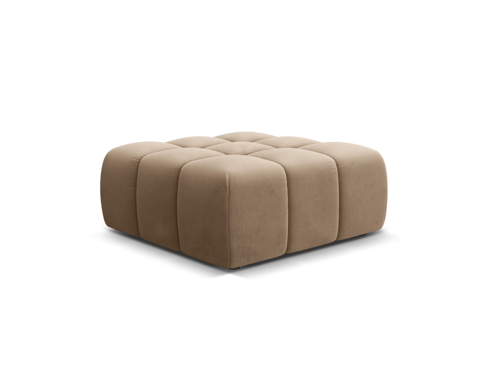 Eleganter 1-Sitzer Pouf Hawaii in luxuriösem Cappuccino-Magic Velvet, ideal für stilvolle Wohnräume und gemütliche Akzente.