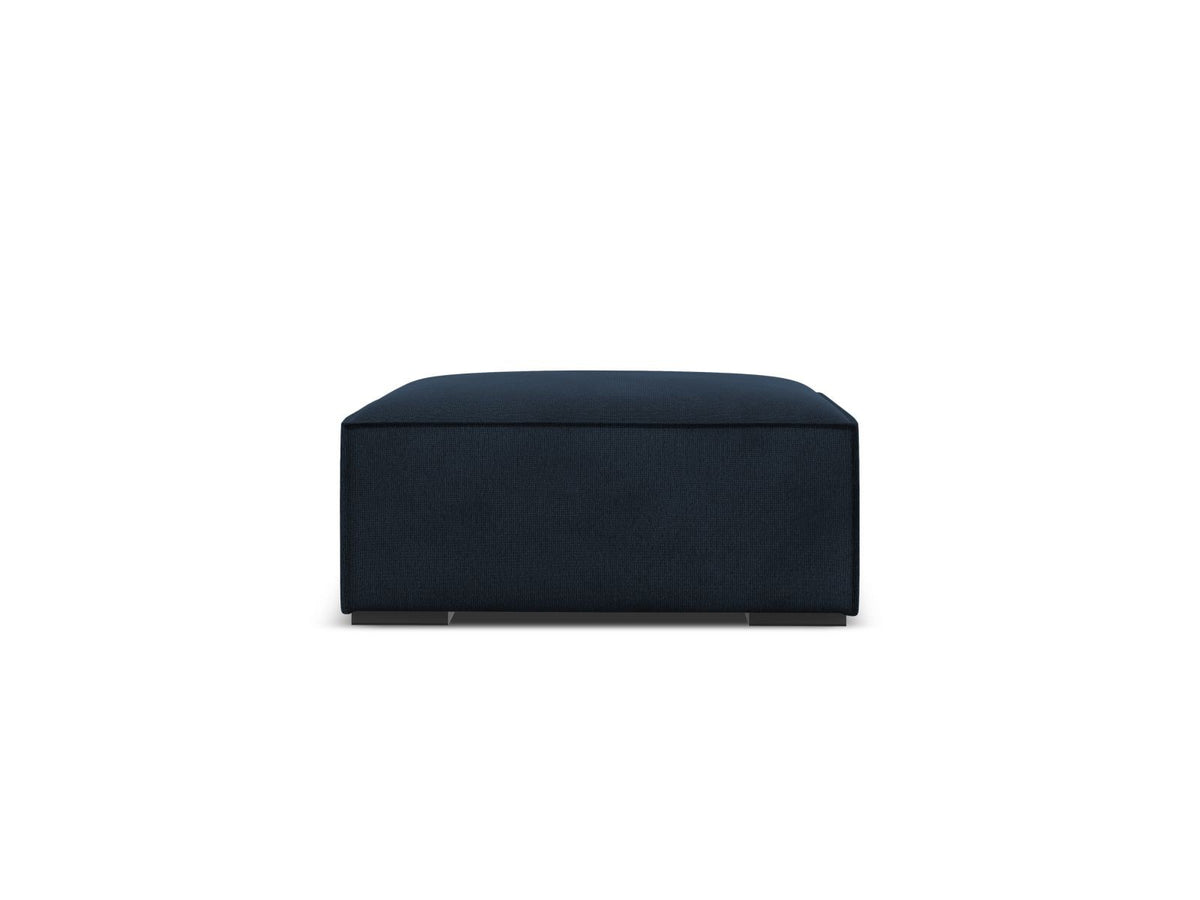 Runder Pouf Turin in Light Beige-Rosario mit Chenille-Bezug, Massivholzrahmen aus Kiefer und Beinen aus schwarzem Buchenholz, Masse 100x100x39cm.