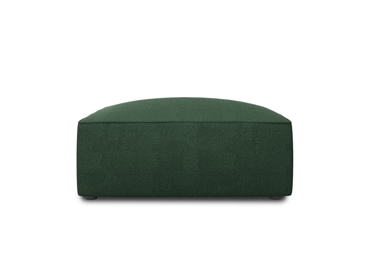 Runder Pouf mit hellblauem Cordstoff-Bezug, schwarzen Kunststoffbeinen und Massivholzrahmen, Modell Siena von Cosmopolitan Design.