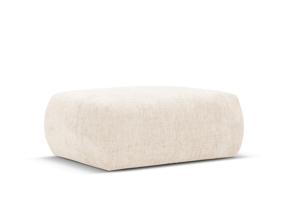 Gepolsterter Pouf Matera mit Velourbezug auf schwarzen Kunststoffbeinen, Cosmopolitan Design