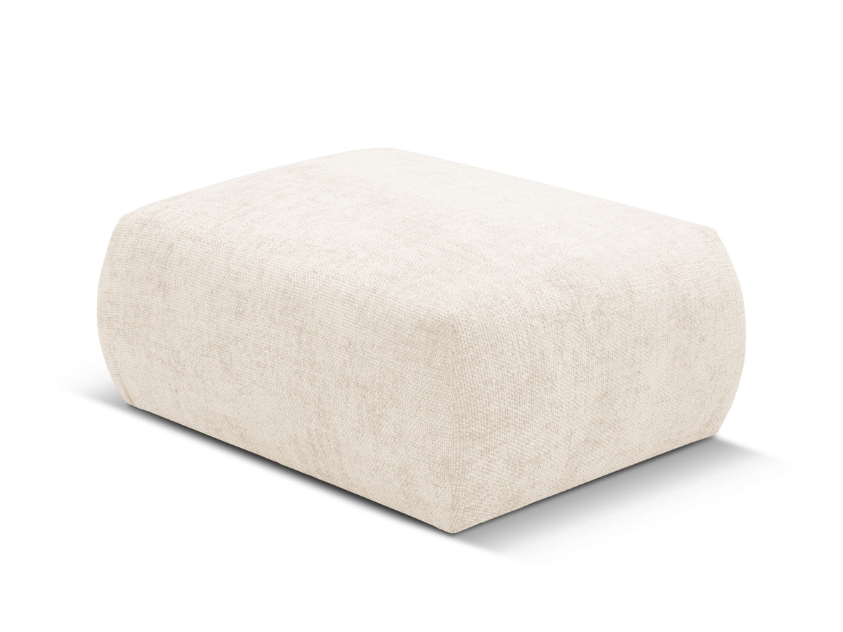 Gepolsterter Pouf Matera mit Velourbezug auf schwarzen Kunststoffbeinen, Cosmopolitan Design