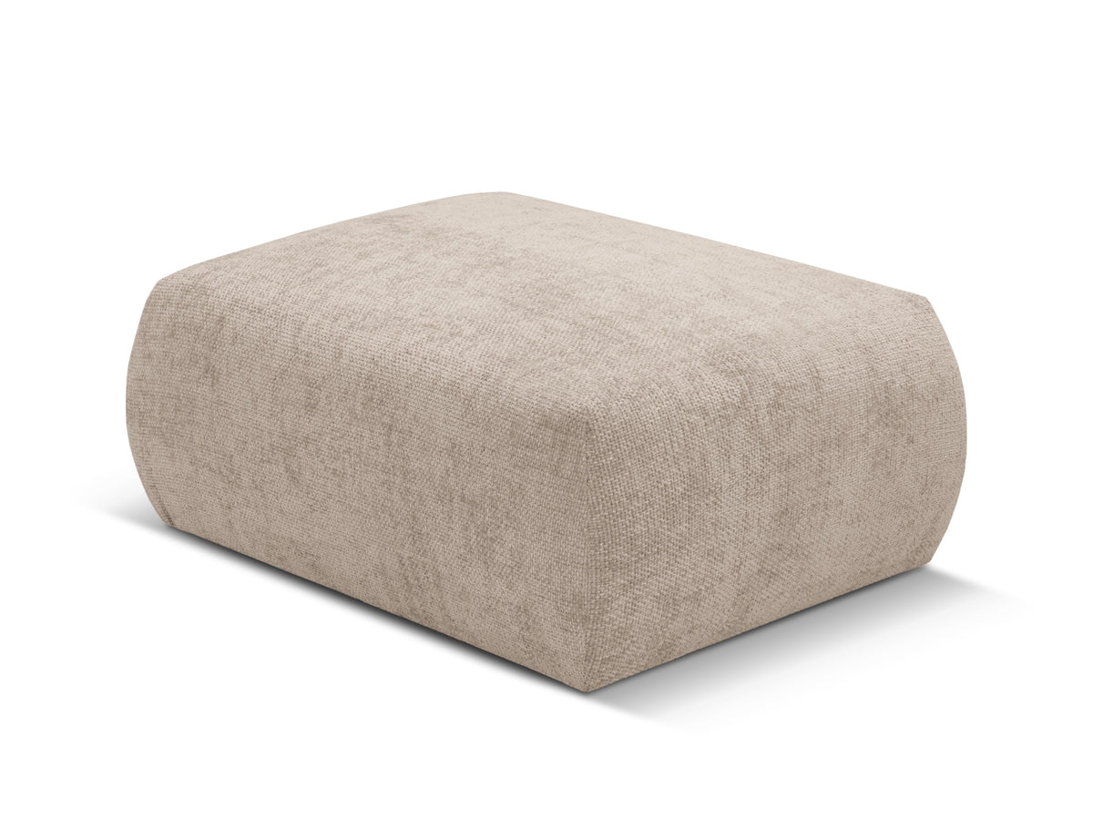 Gepolsterter Pouf Matera mit Velourbezug auf schwarzen Kunststoffbeinen, Cosmopolitan Design