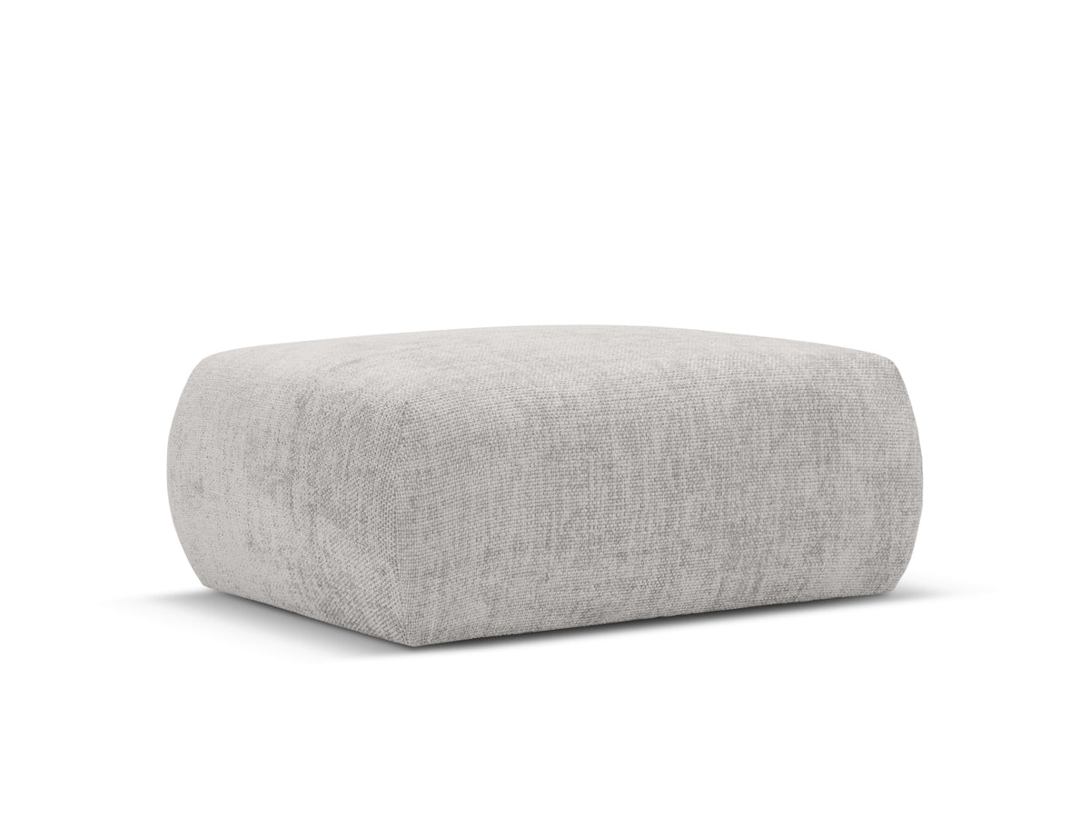 Gepolsterter Pouf Matera mit Velourbezug auf schwarzen Kunststoffbeinen, Cosmopolitan Design
