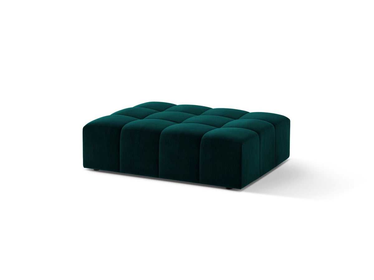 Runder Pouf mit Samtbezug in Light Beige, Massivholzrahmen, schwarze Kunststoffbeine, Modell Chicago von Cosmopolitan Design