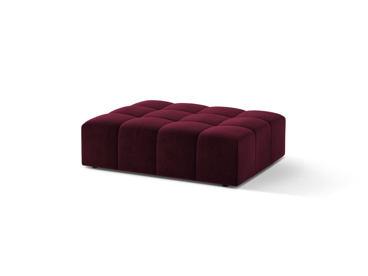 Runder Pouf mit Samtbezug in Light Beige, Massivholzrahmen, schwarze Kunststoffbeine, Modell Chicago von Cosmopolitan Design