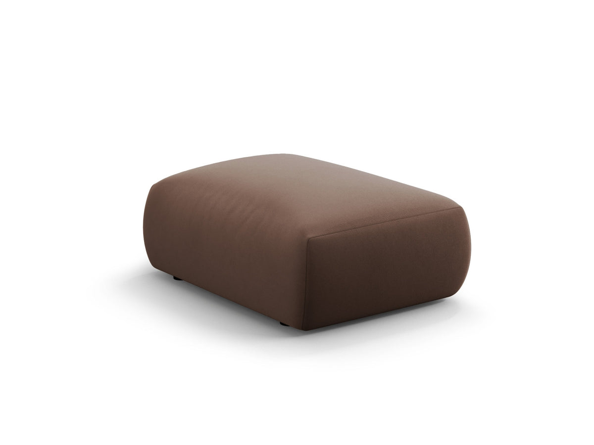 Gepolsterter Pouf Matera mit Velourbezug auf schwarzen Kunststoffbeinen, Cosmopolitan Design