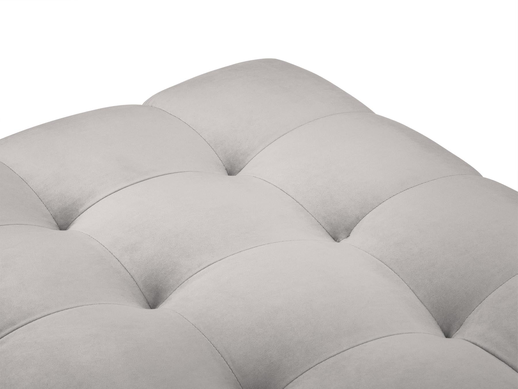 Stylischer 1-Sitzer Pouf Bali in modernem Silver-Bluvel, perfekt für gemütliche Ecken und stilvolle Inneneinrichtungen.