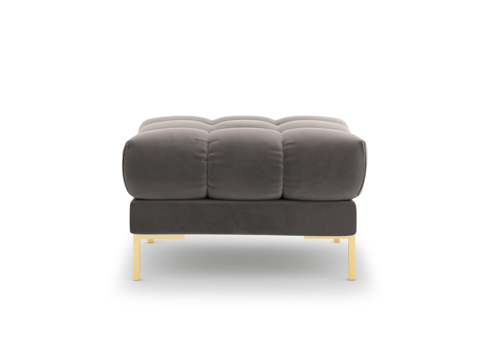 Moderner 1-Sitzer Pouf Bali in zartem Light Grey-Bluvel, perfekt für gemütliche Ecken und stilvolle Akzente in Ihrem Zuhause.