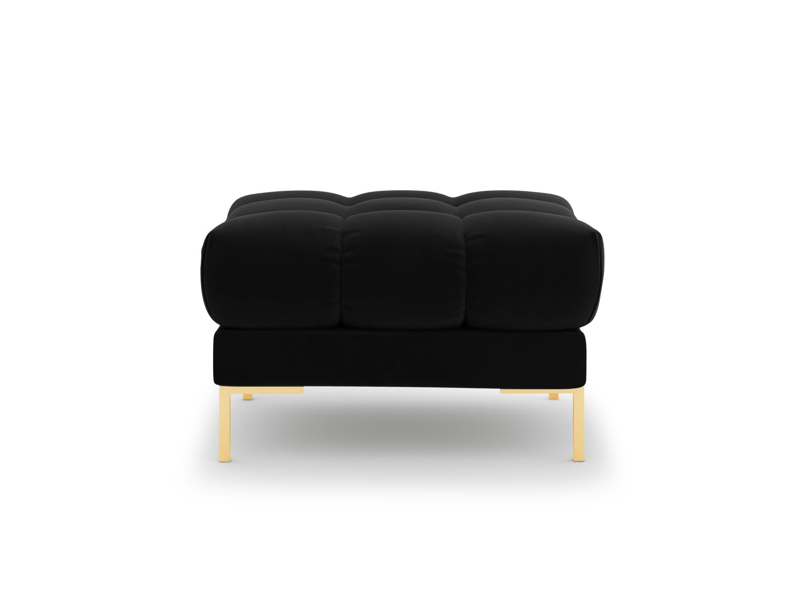 Stylischer 1-Sitzer Pouf Bali in edlem Black-Bluvel, perfekt für zeitgemäße Inneneinrichtungen. Komfort und Eleganz vereint.