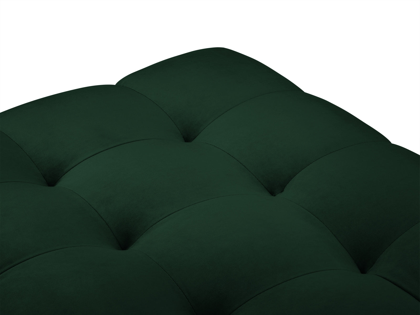 Moderner 1-Sitzer Pouf Bali in tiefem Flaschengrün, perfekt für gemütliche Sitzgelegenheiten und geschmackvolle Raumgestaltung.