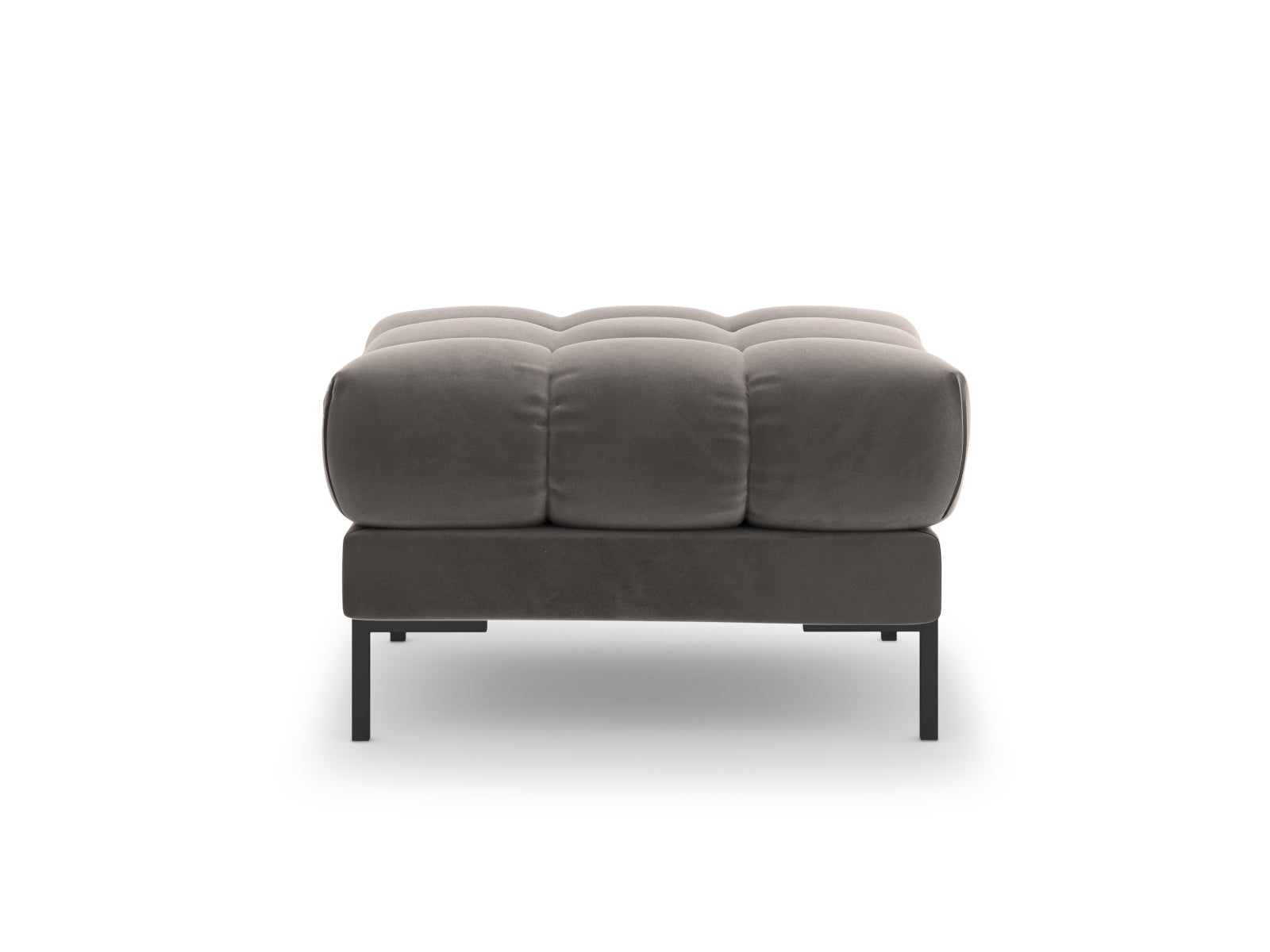 Eleganter 1-Sitzer Pouf Bali in sanftem Light Grey-Bluvel, ideal für stilvolle Wohnräume, präsentiert von Cosmopolitan Design.
