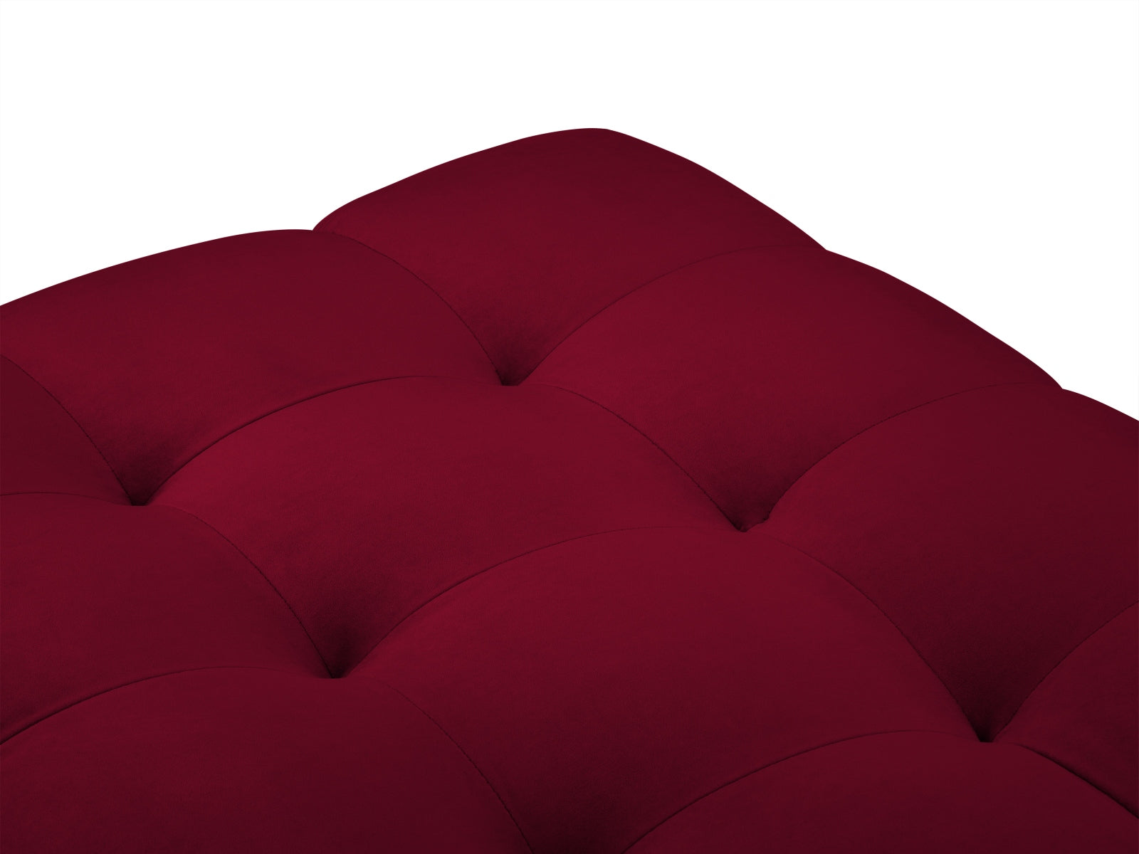 Eleganter 1-Sitzer Pouf Bali aus feinem Red-Bluvel, ideal für stilvolle Wohnräume und entspannte Sitzgelegenheiten von Cosmopolitan Design.
