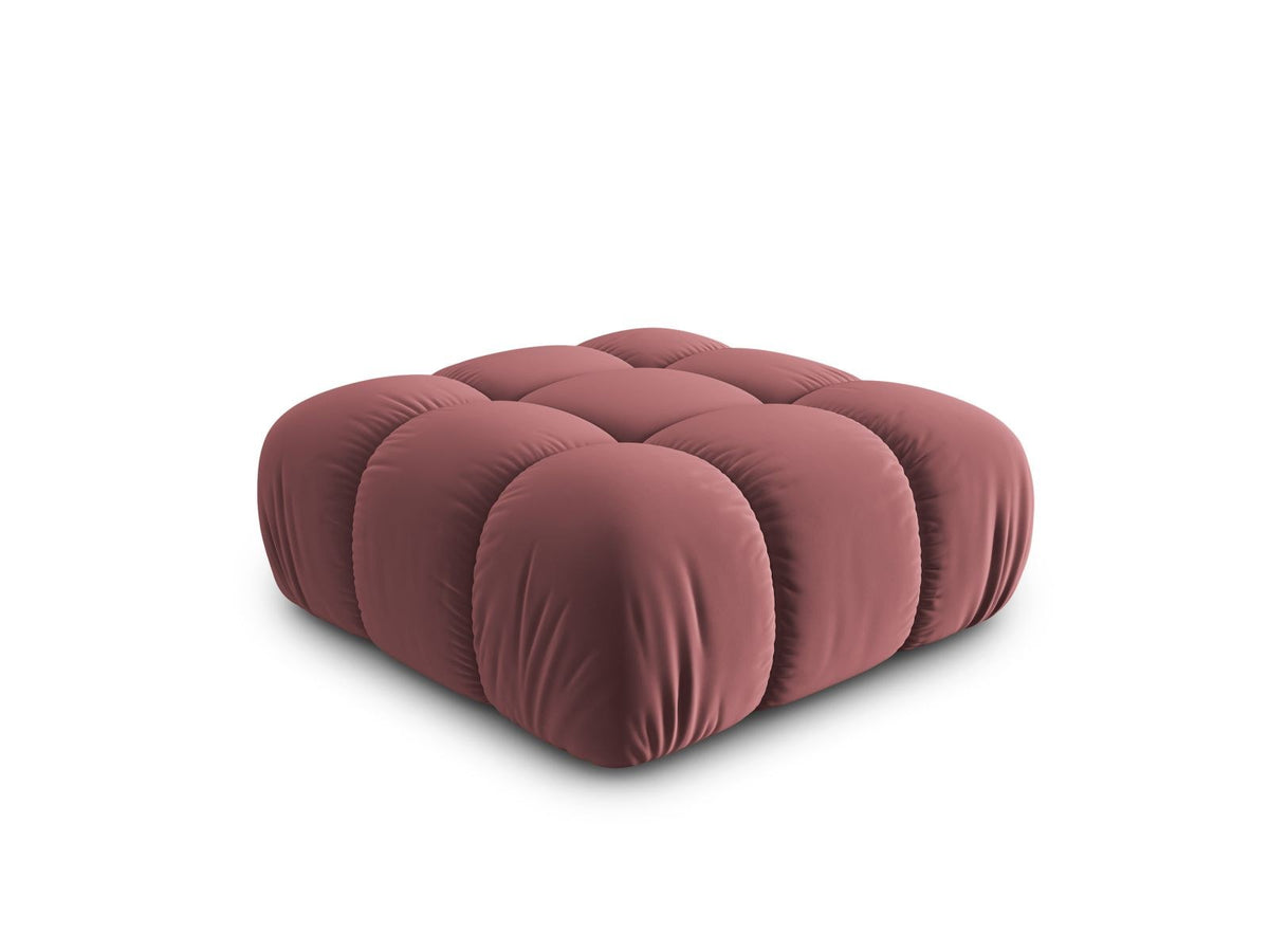 Rosafarbener Samt-Pouf Cortina von Cosmopolitan Design, quadratische Form, schwarze Kunststoffbeine, Sitzhöhe 43cm, Frontalansicht auf hellem Hintergrund
