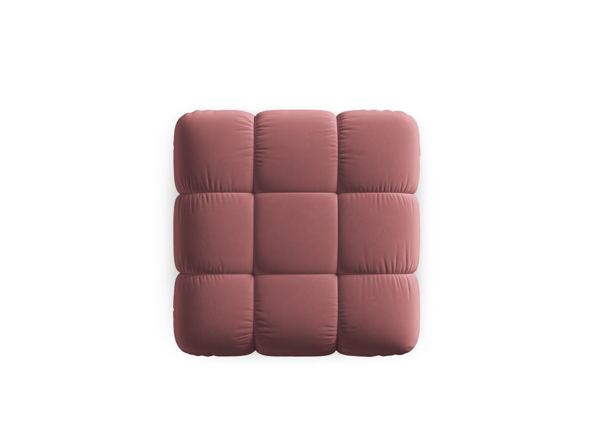 Rosafarbener Samt-Pouf Cortina von Cosmopolitan Design, quadratische Form, schwarze Kunststoffbeine, Sitzhöhe 43cm, Frontalansicht auf hellem Hintergrund
