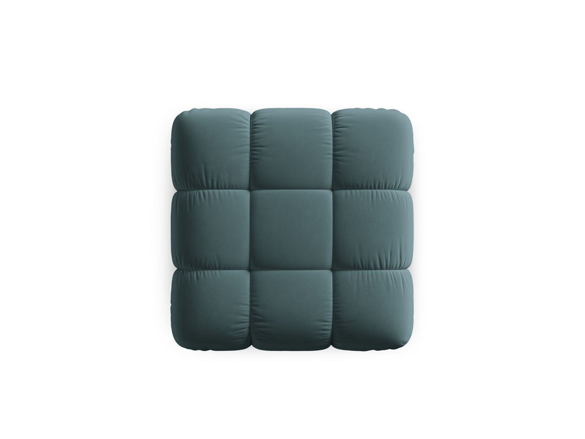 Rosafarbener Samt-Pouf Cortina von Cosmopolitan Design, quadratische Form, schwarze Kunststoffbeine, Sitzhöhe 43cm, Frontalansicht auf hellem Hintergrund