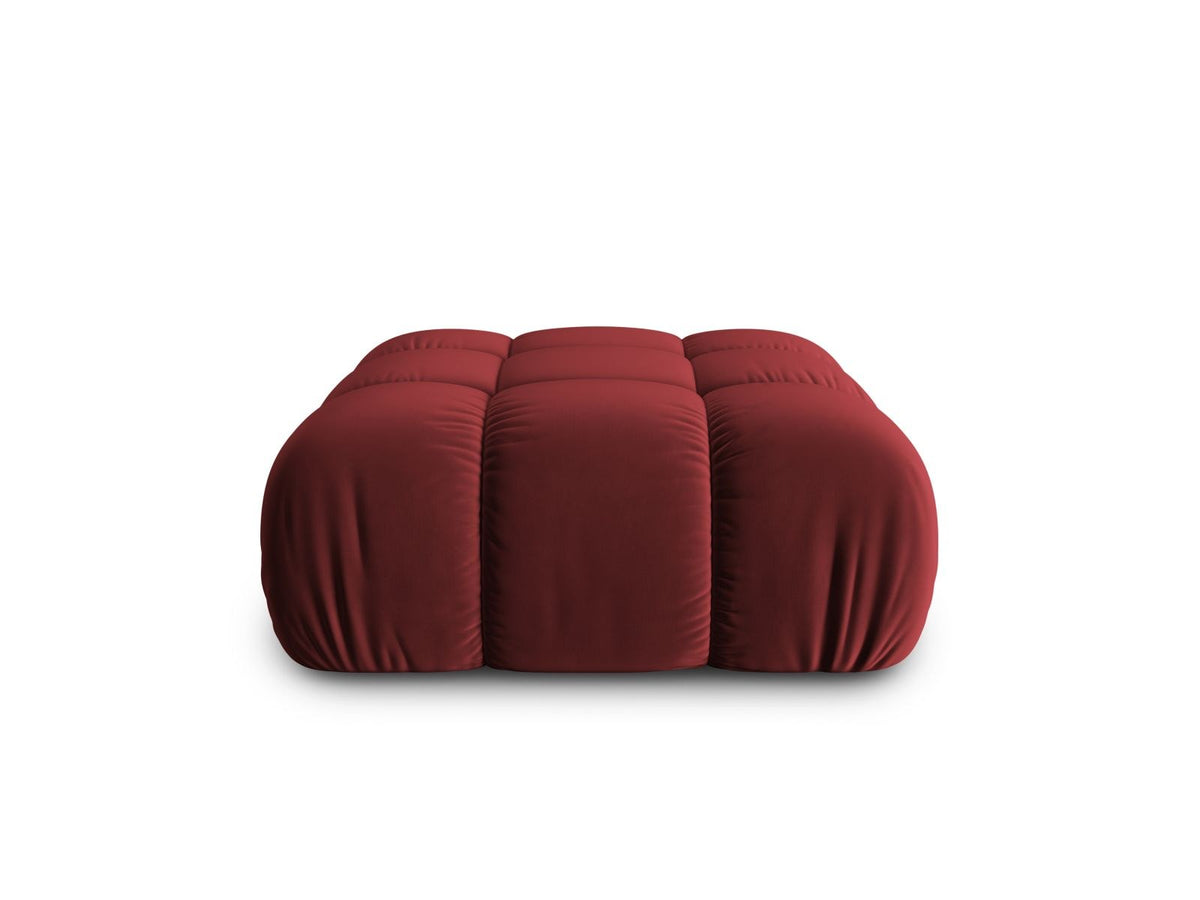 Rosafarbener Samt-Pouf Cortina von Cosmopolitan Design, quadratische Form, schwarze Kunststoffbeine, Sitzhöhe 43cm, Frontalansicht auf hellem Hintergrund