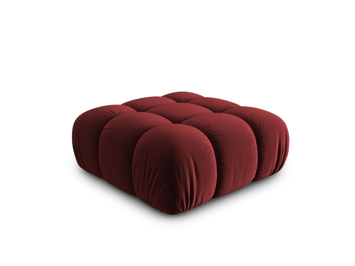 Rosafarbener Samt-Pouf Cortina von Cosmopolitan Design, quadratische Form, schwarze Kunststoffbeine, Sitzhöhe 43cm, Frontalansicht auf hellem Hintergrund