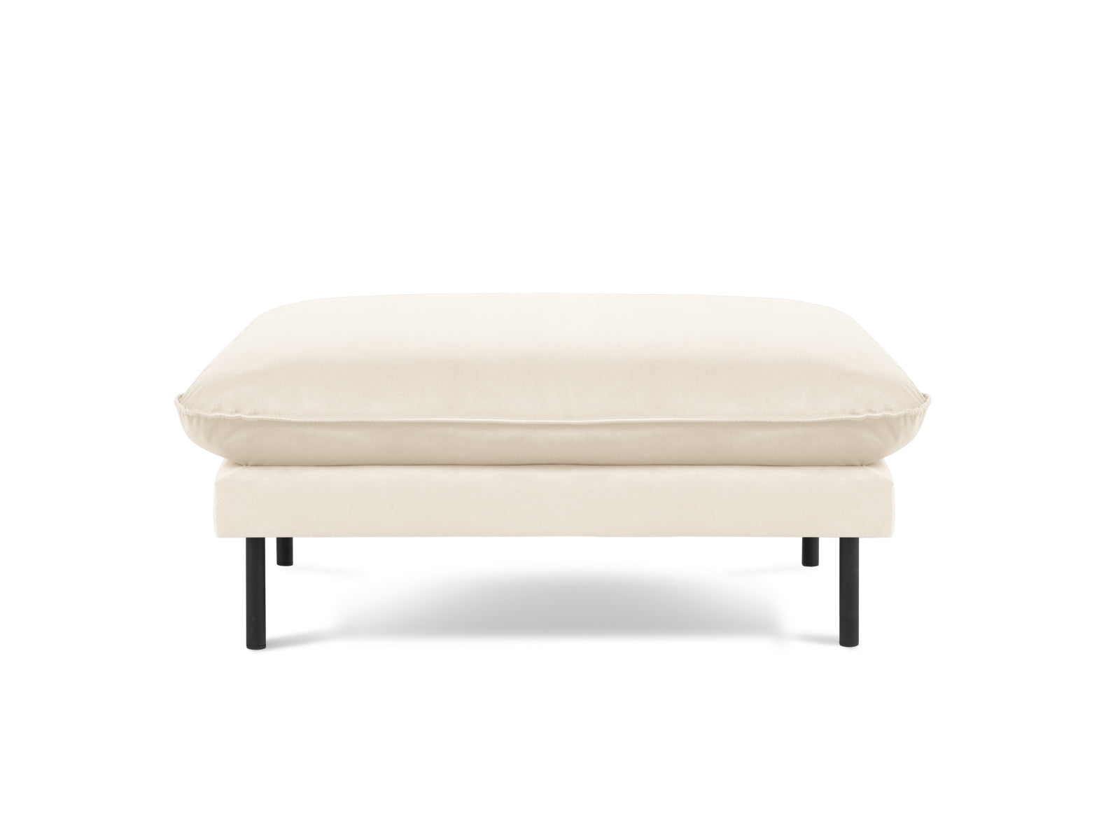 Eleganter Vienna Velour Pouf mit 80 cm Durchmesser in sanftem Beige und stilvollem Schwarz-Bluvel, ideal für jedes moderne Wohnambiente.