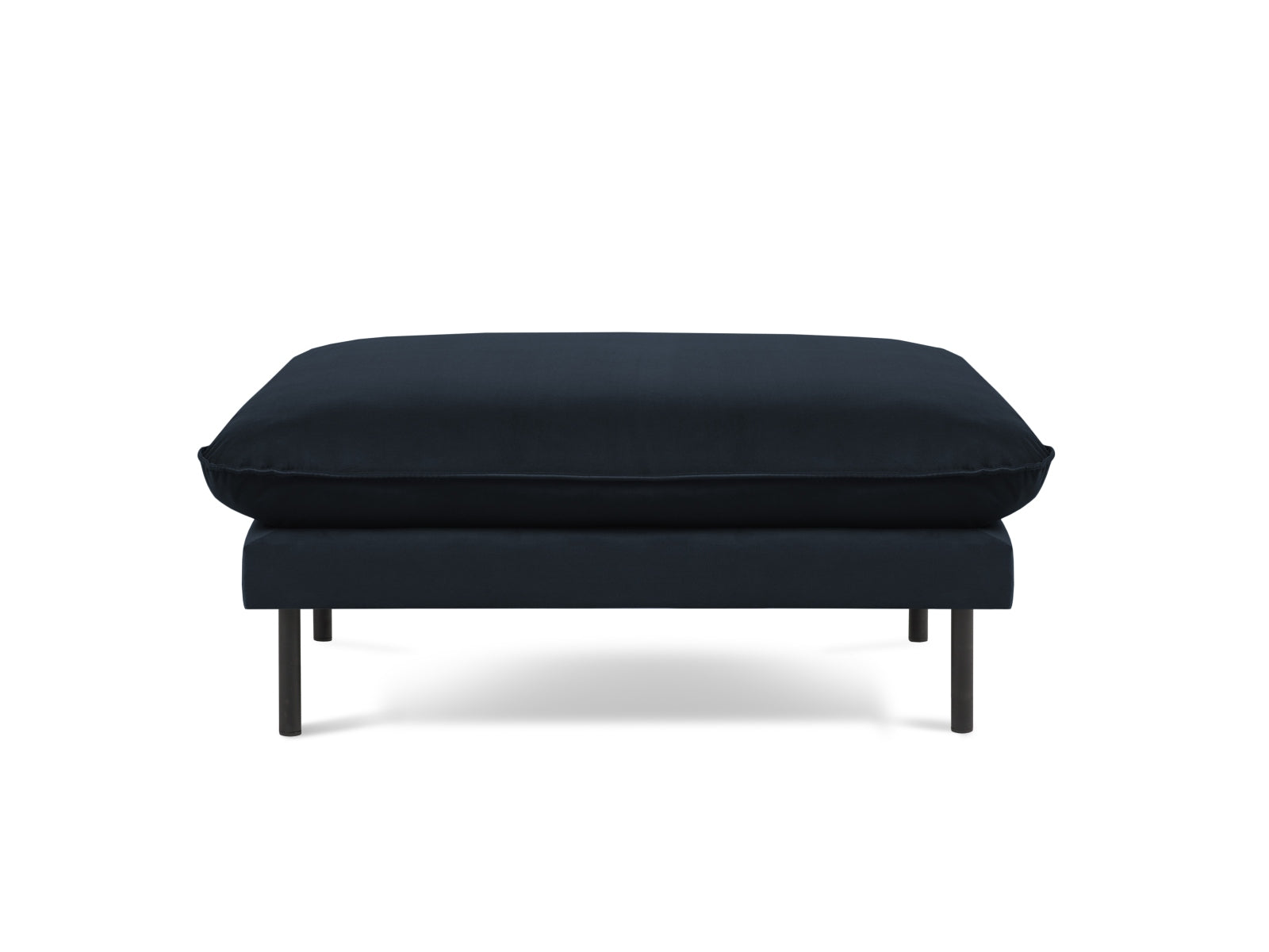 Eleganter Vienna Velour Pouf mit einem Durchmesser von 80 cm in dunklem Blau, ideal für stilvolle Wohnräume und gemütliche Sitzgelegenheiten.
