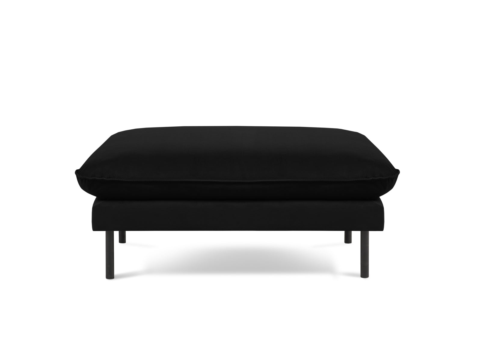 Eleganter Vienna Velour Pouf mit 80 cm Durchmesser in stilvollem Schwarz, ideal für moderne Wohnräume und als zusätzlicher Sitzplatz.